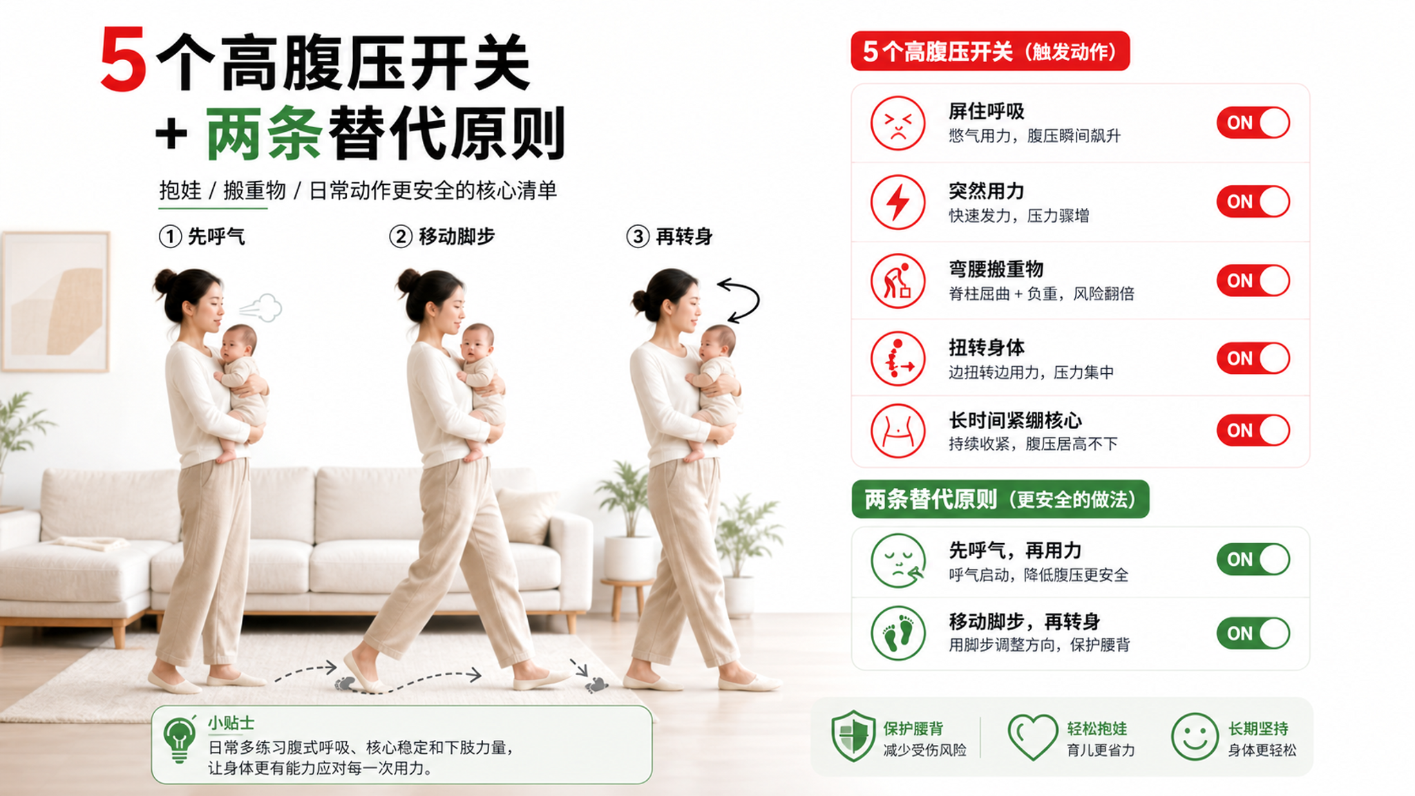 产后肚子像没下去？先关掉5个高腹压开关