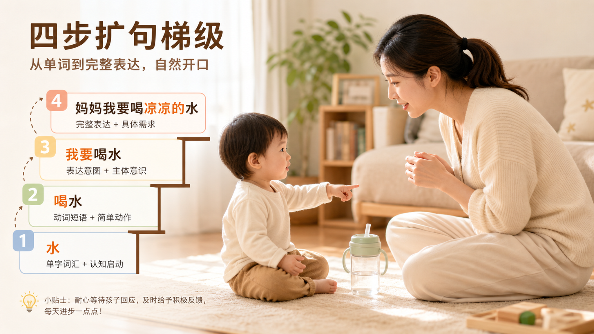 孩子只会说“水”？扩句按这4步就够了