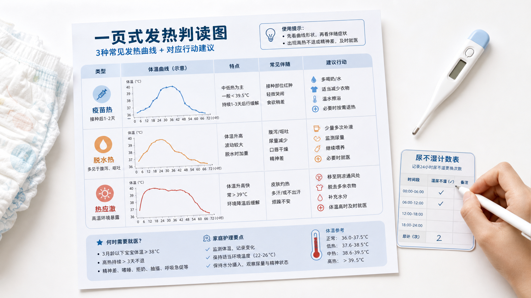 接种后发热别套48小时模板：看尿量精神和体温曲线