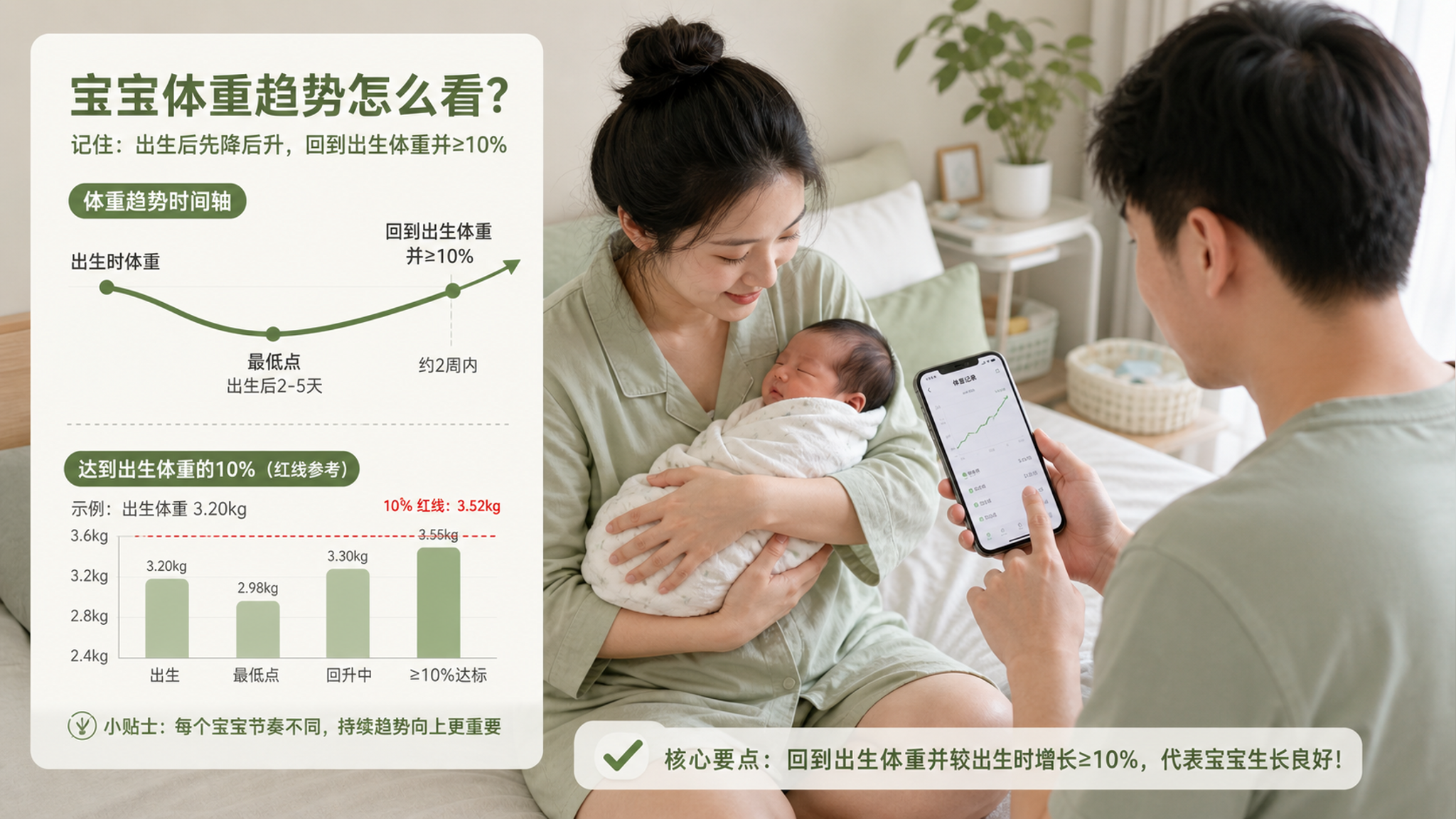 新生儿体重先降别慌：记住10%红线和回升趋势