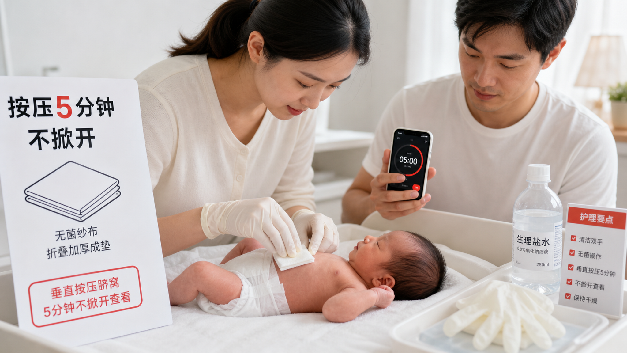 脐带掉了还渗血怎么办：按压5分钟+就医红线