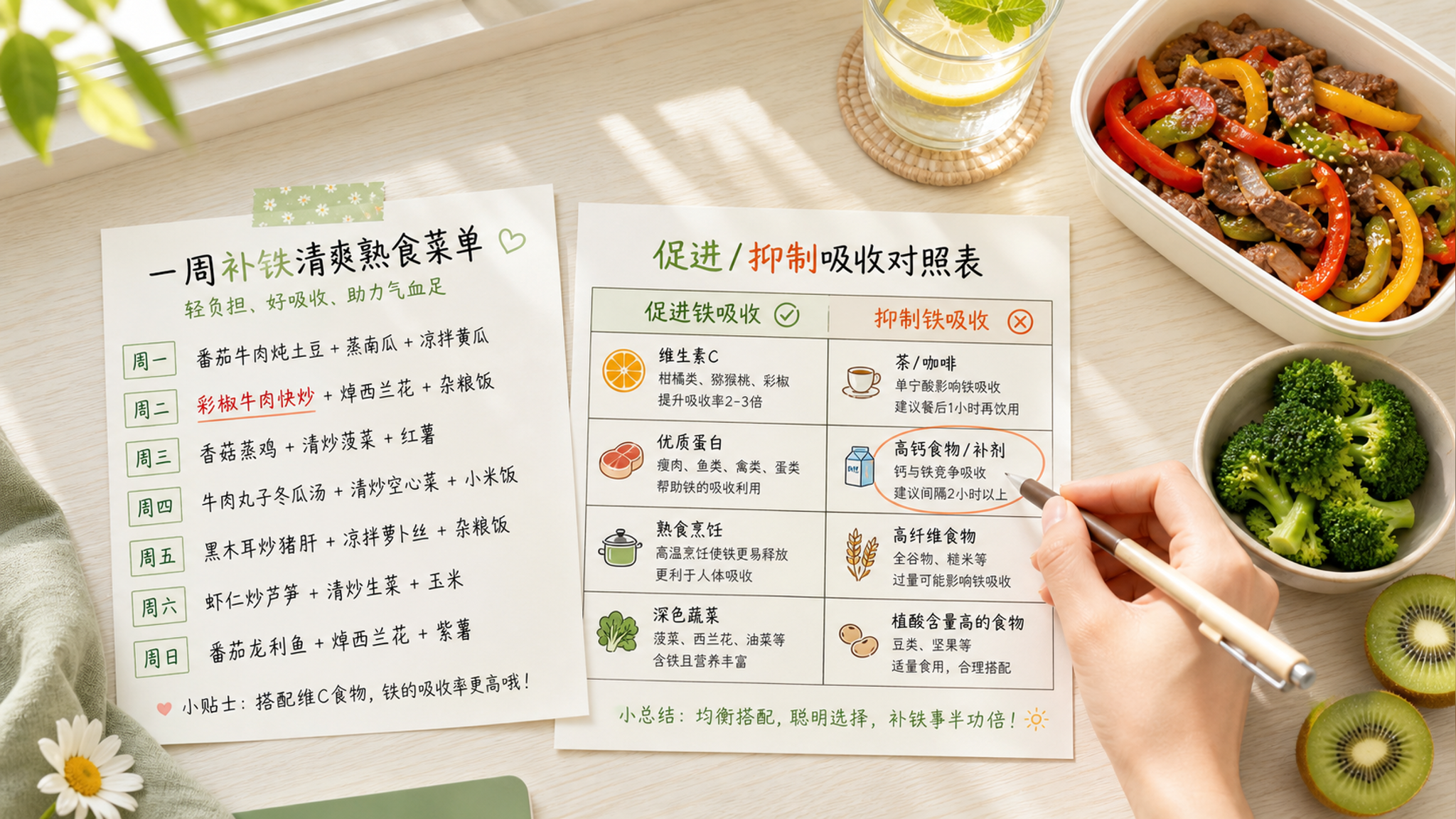 备孕总累脸色差？补铁别靠红枣：清爽一周菜单