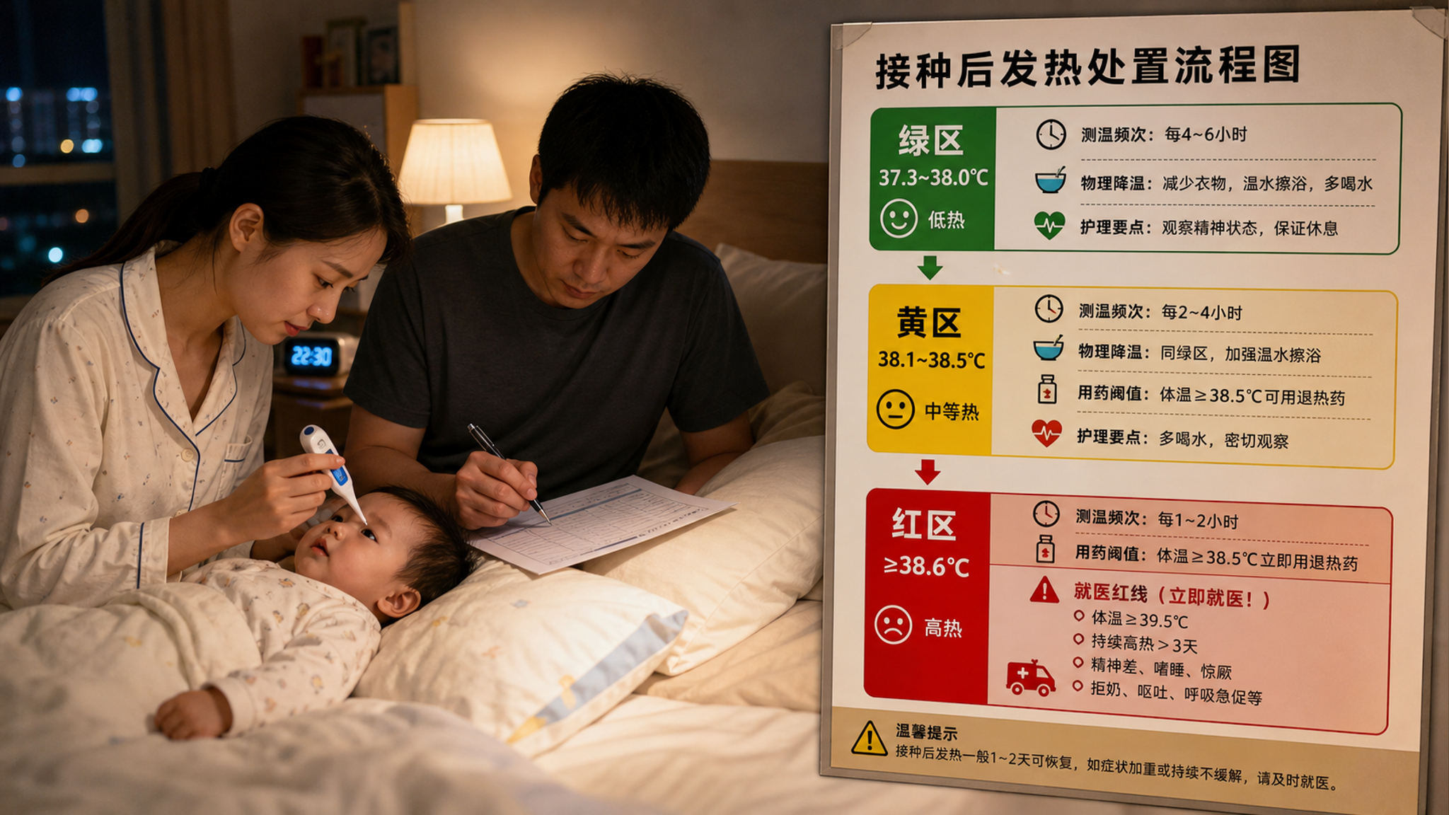 接种后发热怎么管？24小时监测表+退烧药阈值一次讲清
