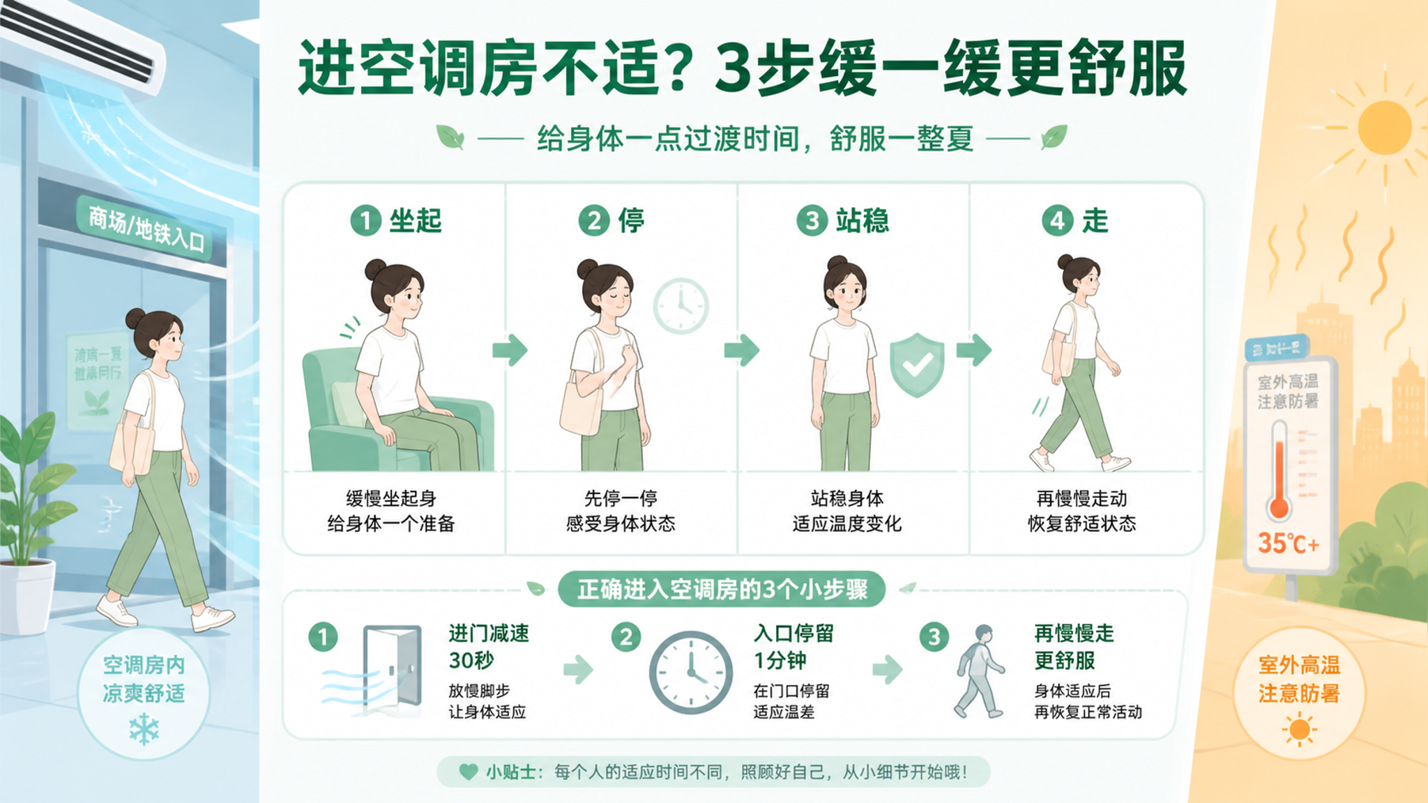 一进空调房就头晕想吐？试试温差缓冲节奏