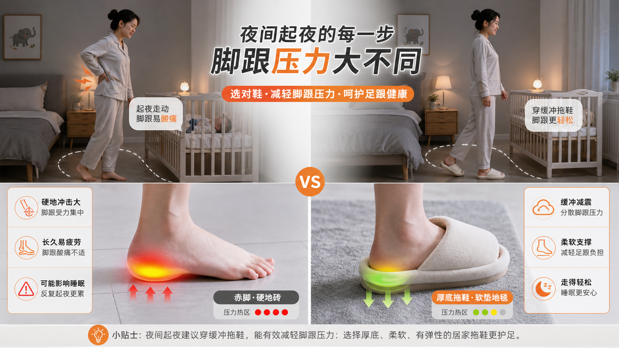 产后脚跟像针扎？多半不是受凉，是硬地+久站在“超载”