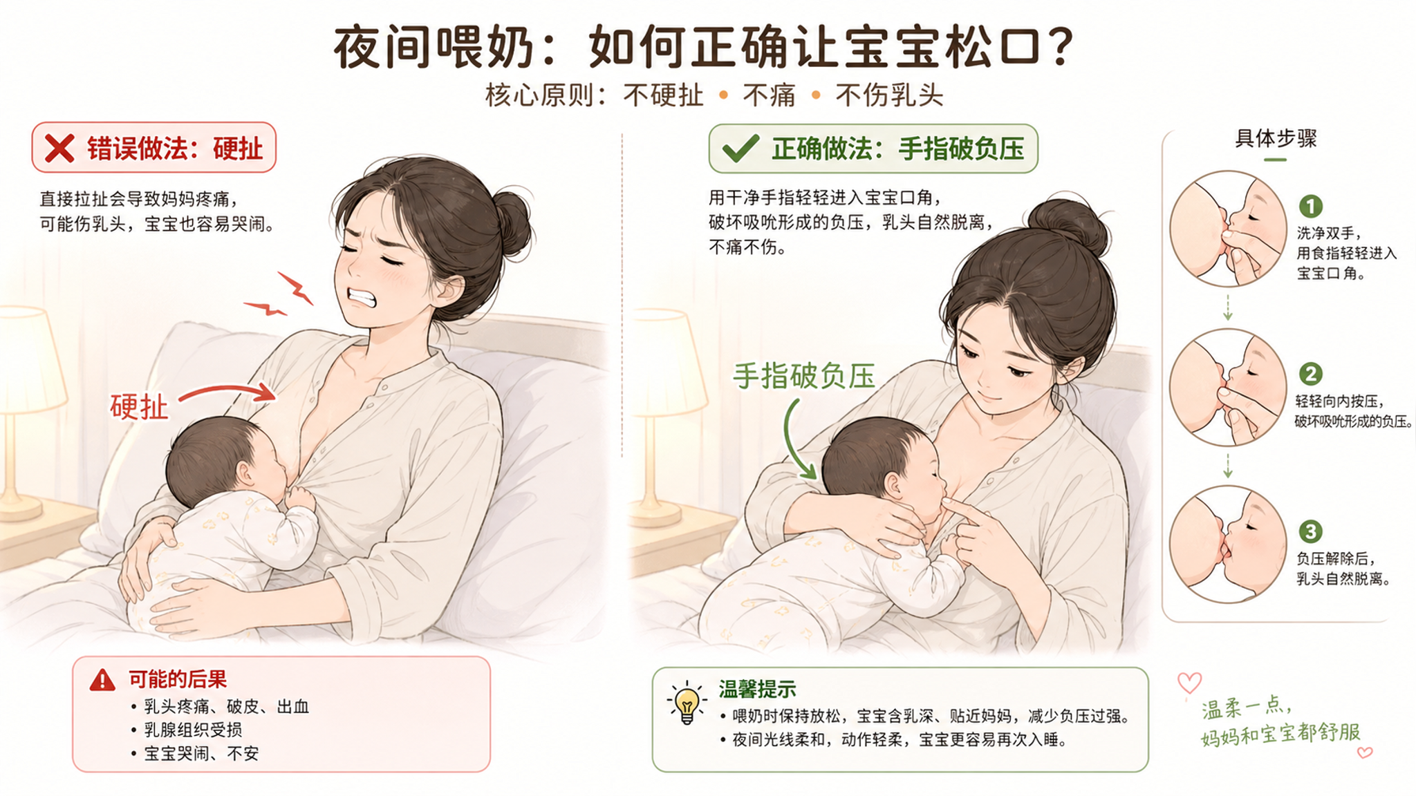 宝宝突然咬乳别硬扯：3秒脱离法+重启含接
