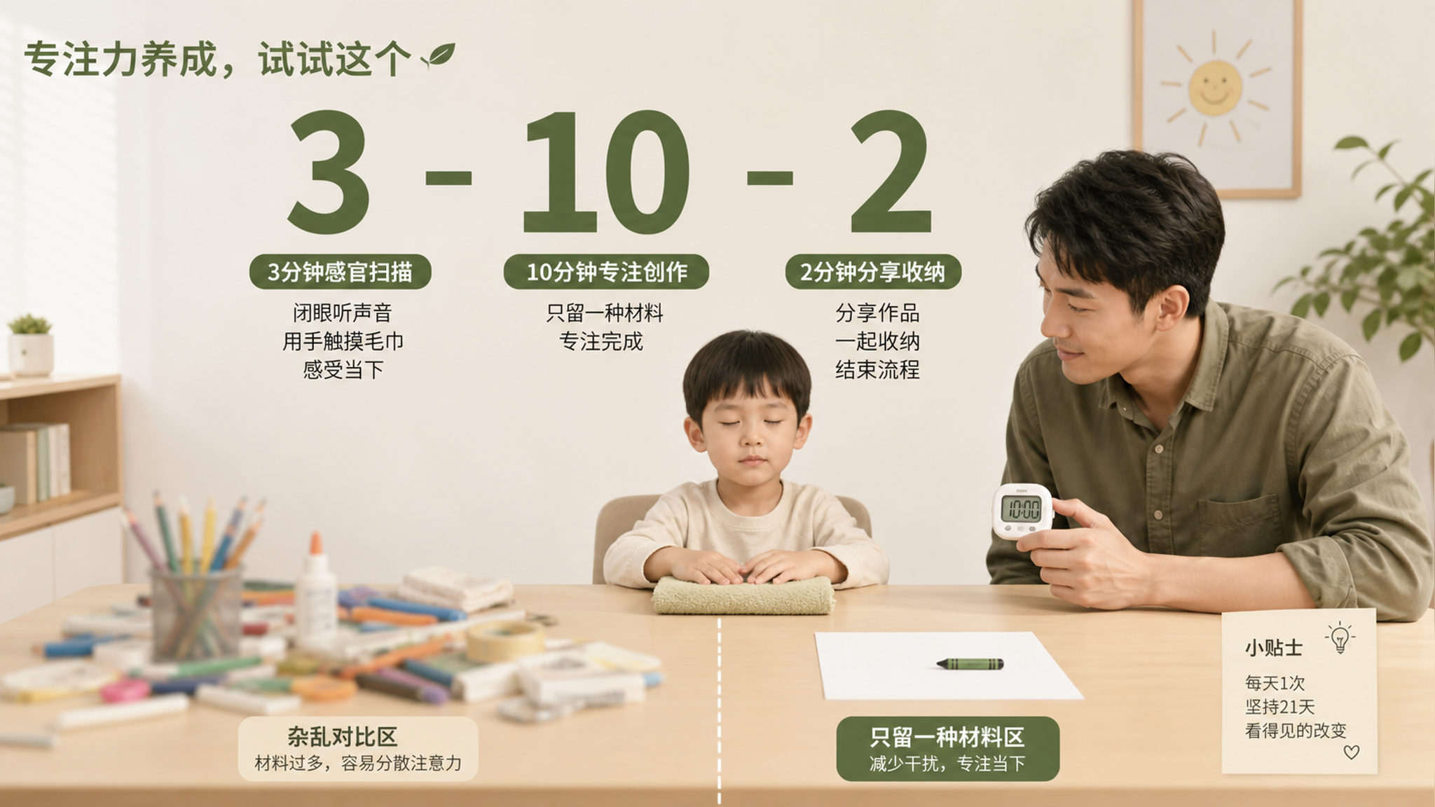 孩子画画总坐不住？试试3-10-2流程先降噪再创作