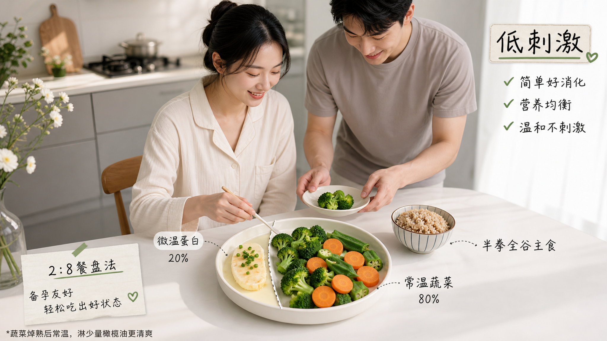 夏天备孕别硬扛：2:8微温蛋白餐盘让肚子安静点