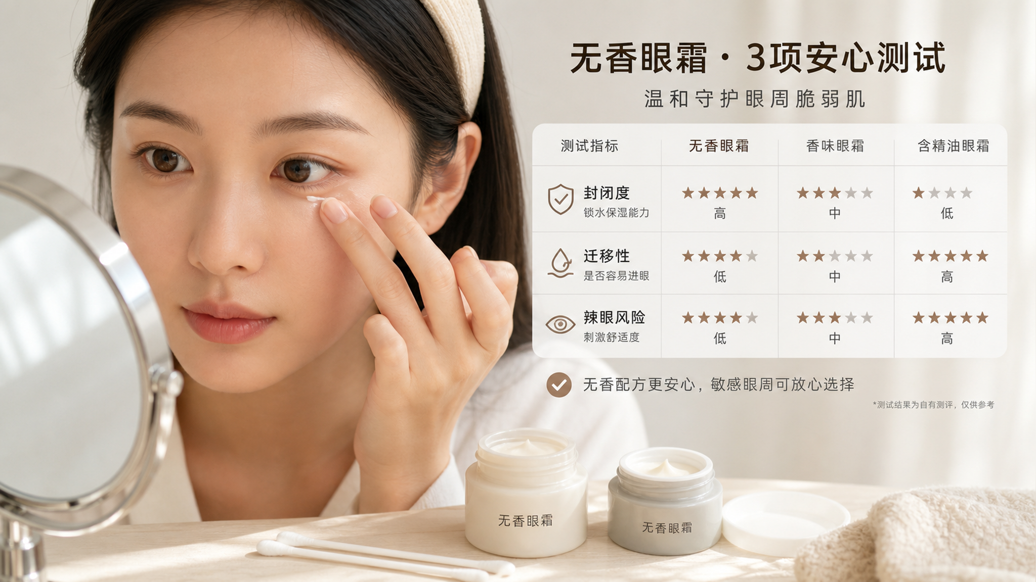 无香眼霜也会辣眼？关键看迁移性和封闭度