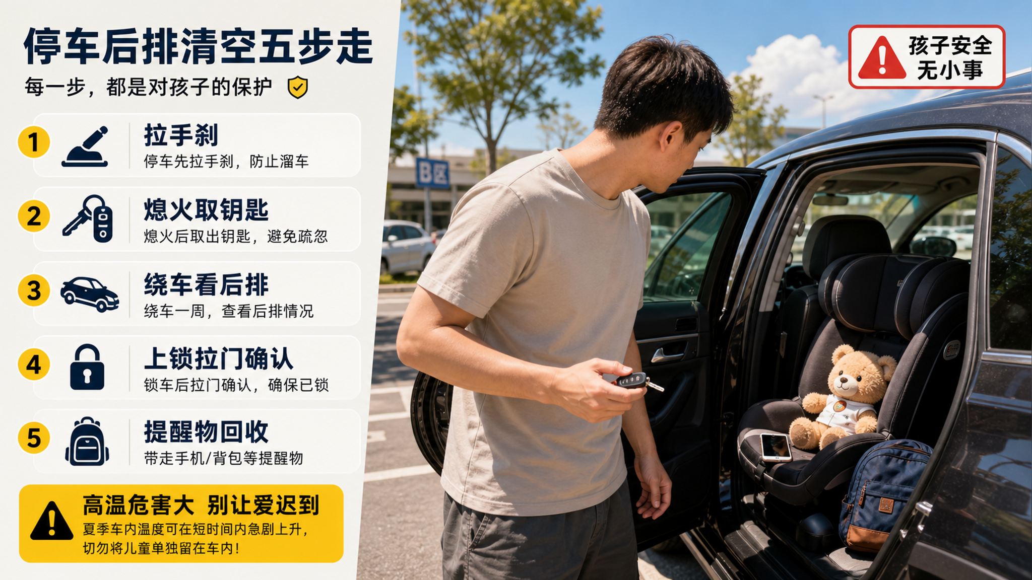 夏天车里10分钟飙到50℃：后排清空五步法