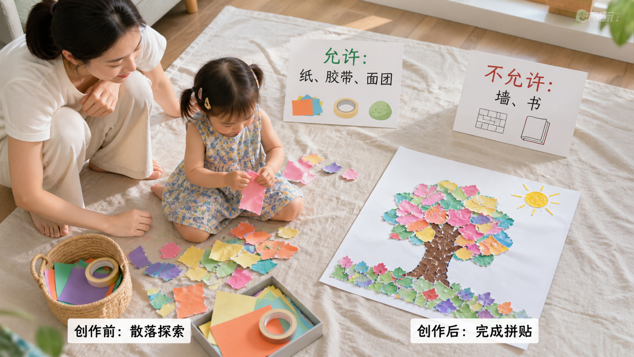 1-3岁爱撕爱涂别急着骂：给他一块“可破坏区”就够了