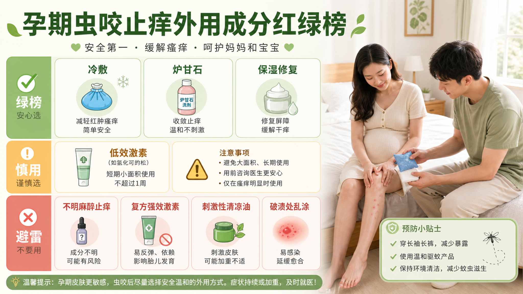 孕期虫咬止痒红绿榜：别把“止痒”涂成感染