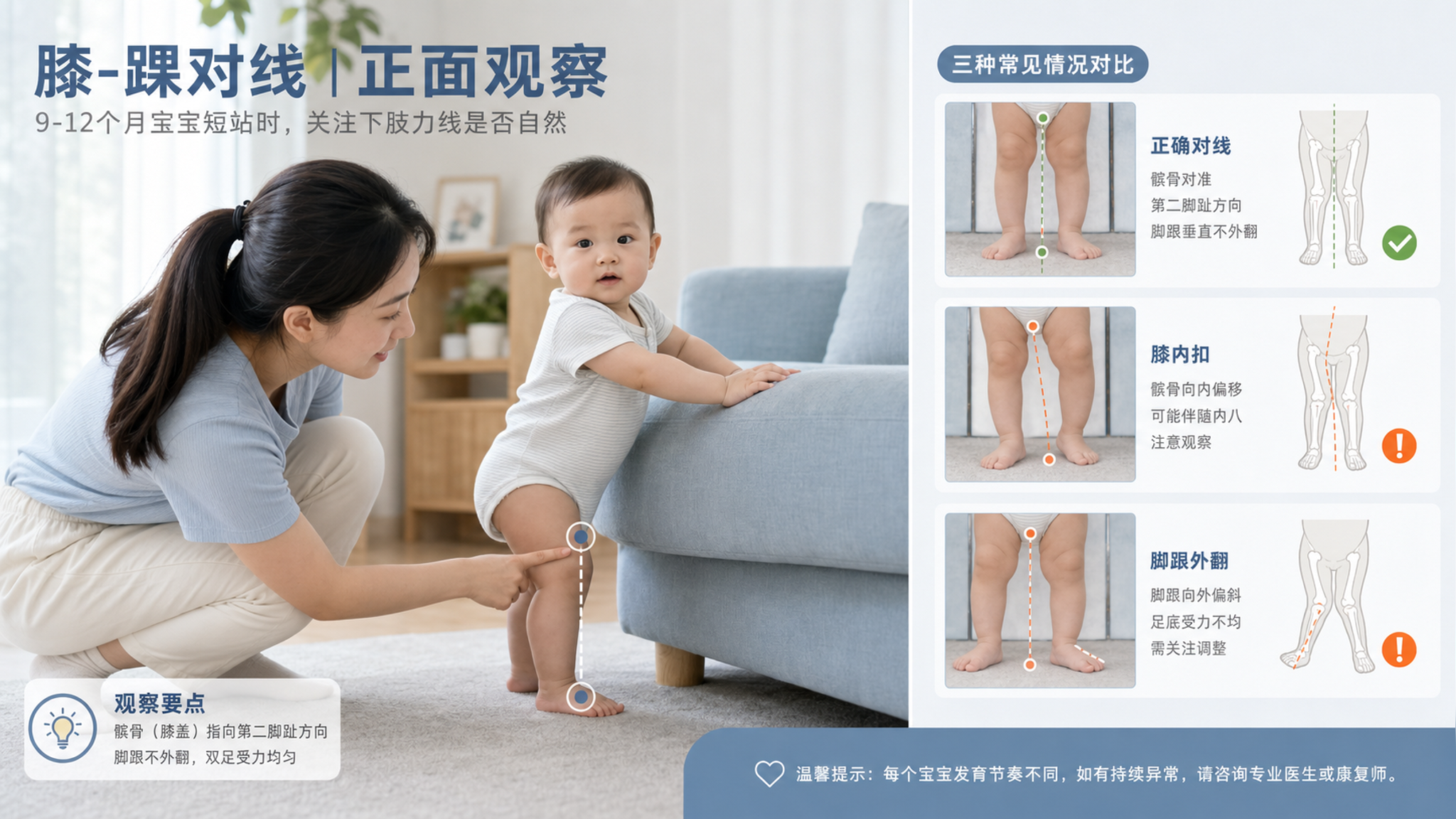 别再拉娃“走两步”：10秒看膝踝对线，歪了就降级