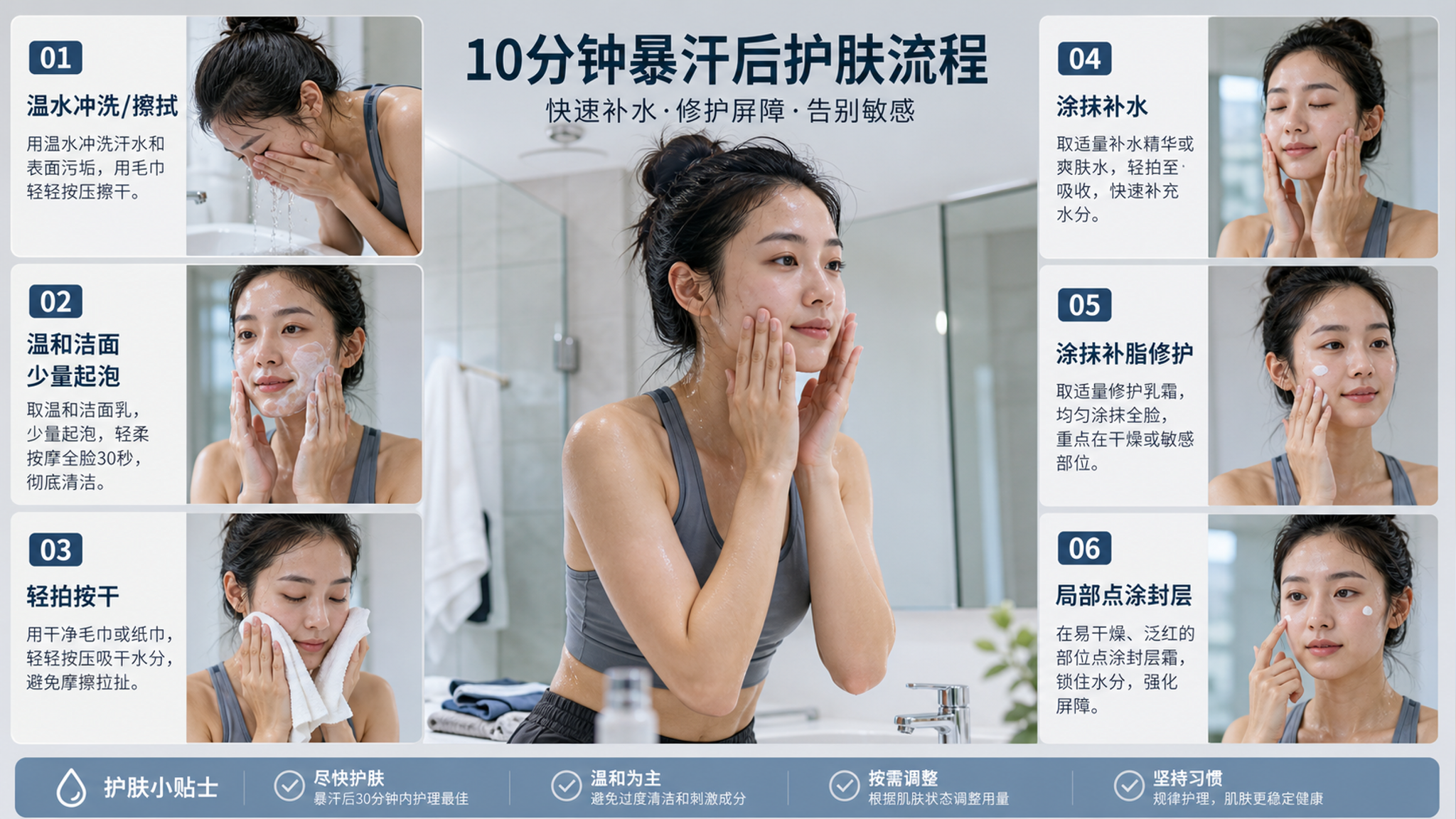 暴汗后别猛洗脸：10分钟稳住屏障的关键步骤