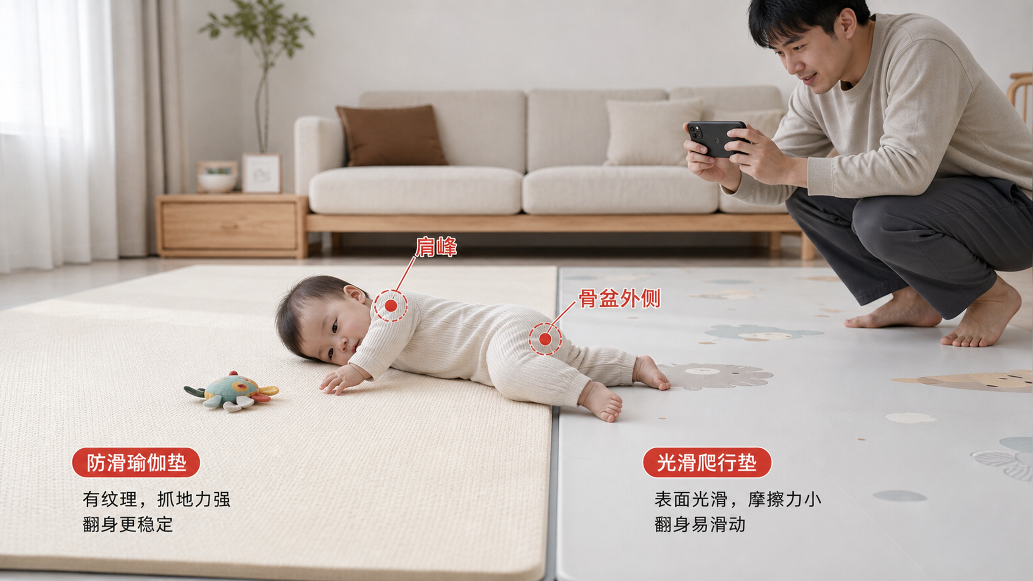 宝宝翻身慢别急：先查摩擦和顺序