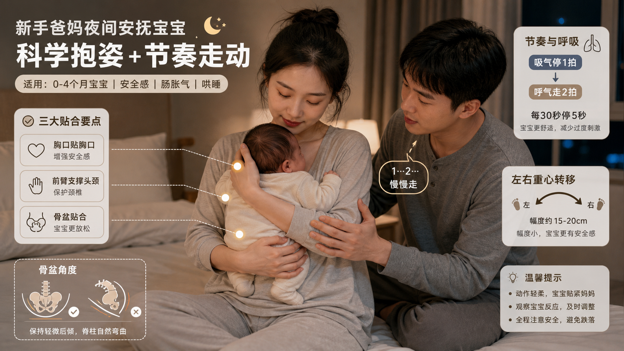 宝宝越抱越清醒？睡前3分钟呼吸节奏抱