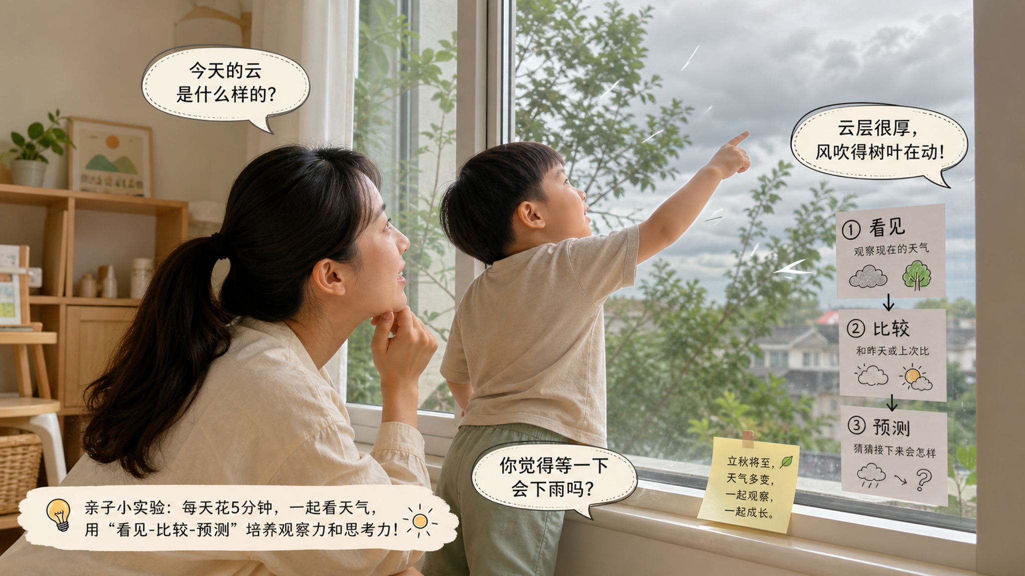 闷热不想出门？窗边3步让娃从指到说