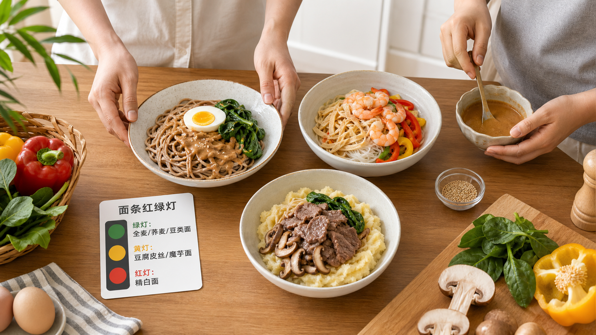 备孕加班想吃面：15分钟做3碗血糖更稳的常温面
