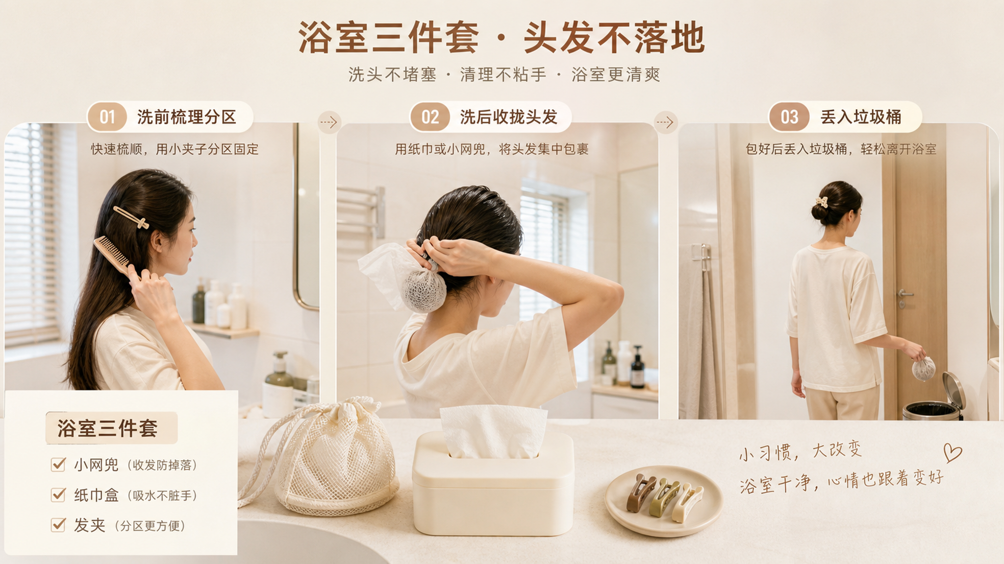 产后掉发别盯地漏：3件套把洗头变成可控流程