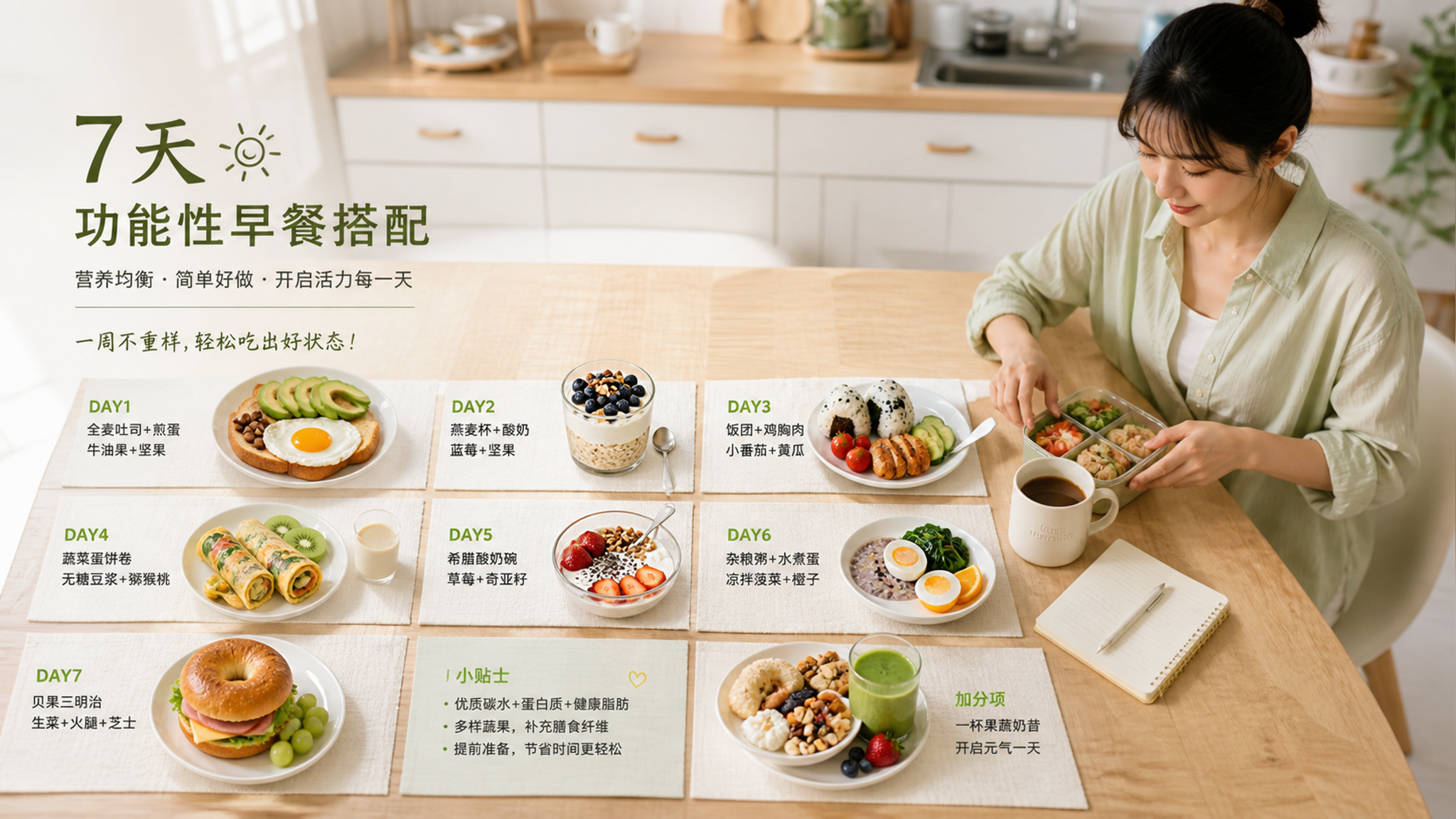 早八别只喝咖啡：7天扛饿早餐模板