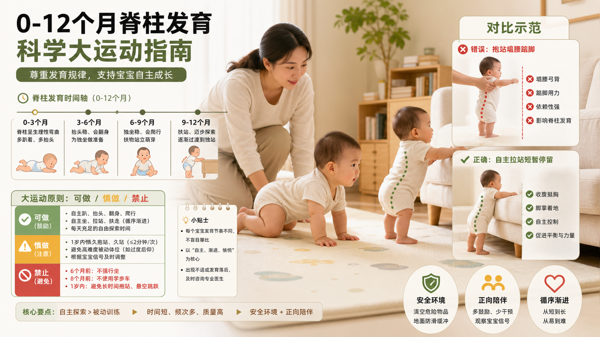 0-12个月别逼坐逼站：3条月龄红线和替代练法