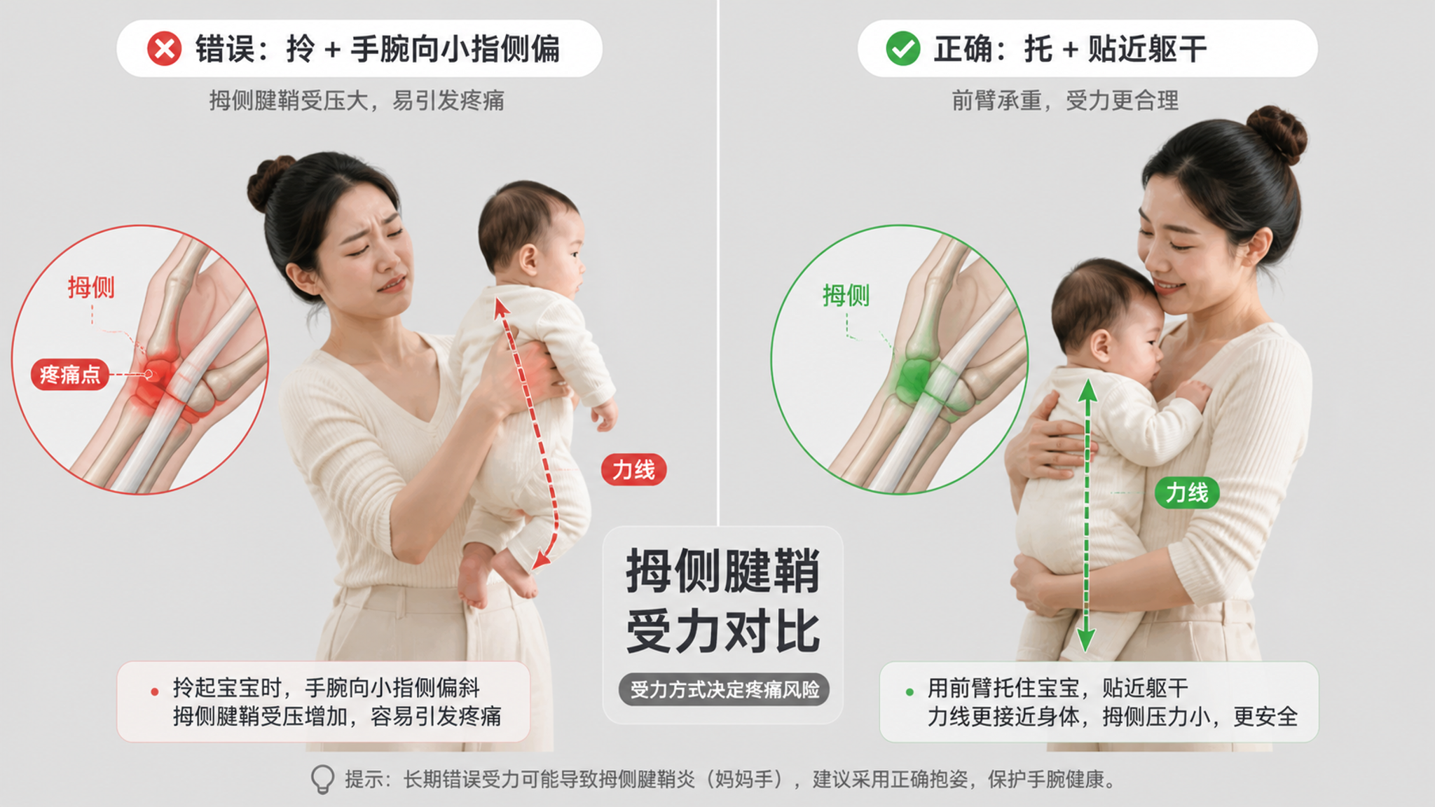 产后手腕外侧刀割痛？先停掉这组用力方式