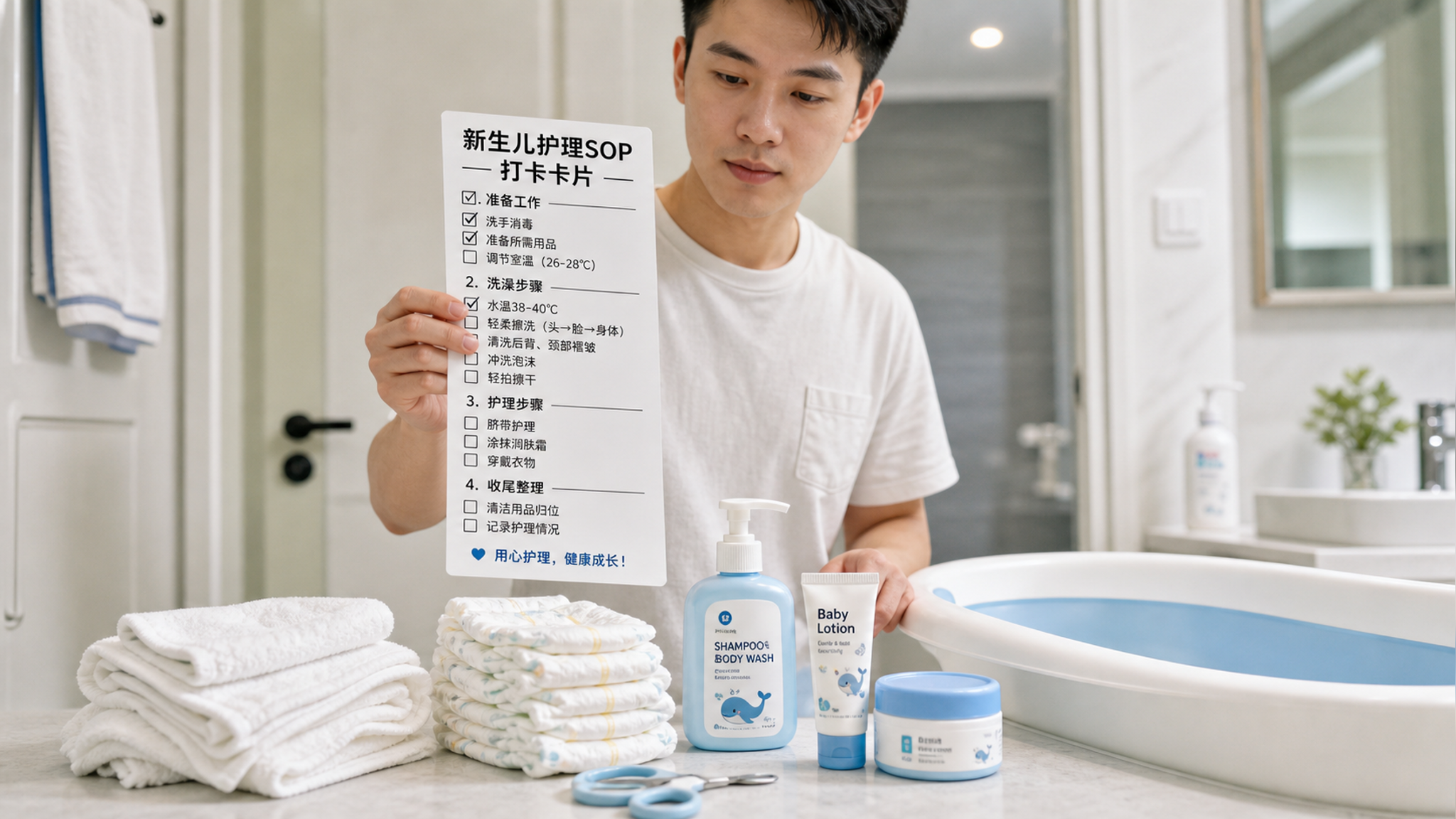 新手爸爸上岗三件套：洗澡、尿布区、剪指甲