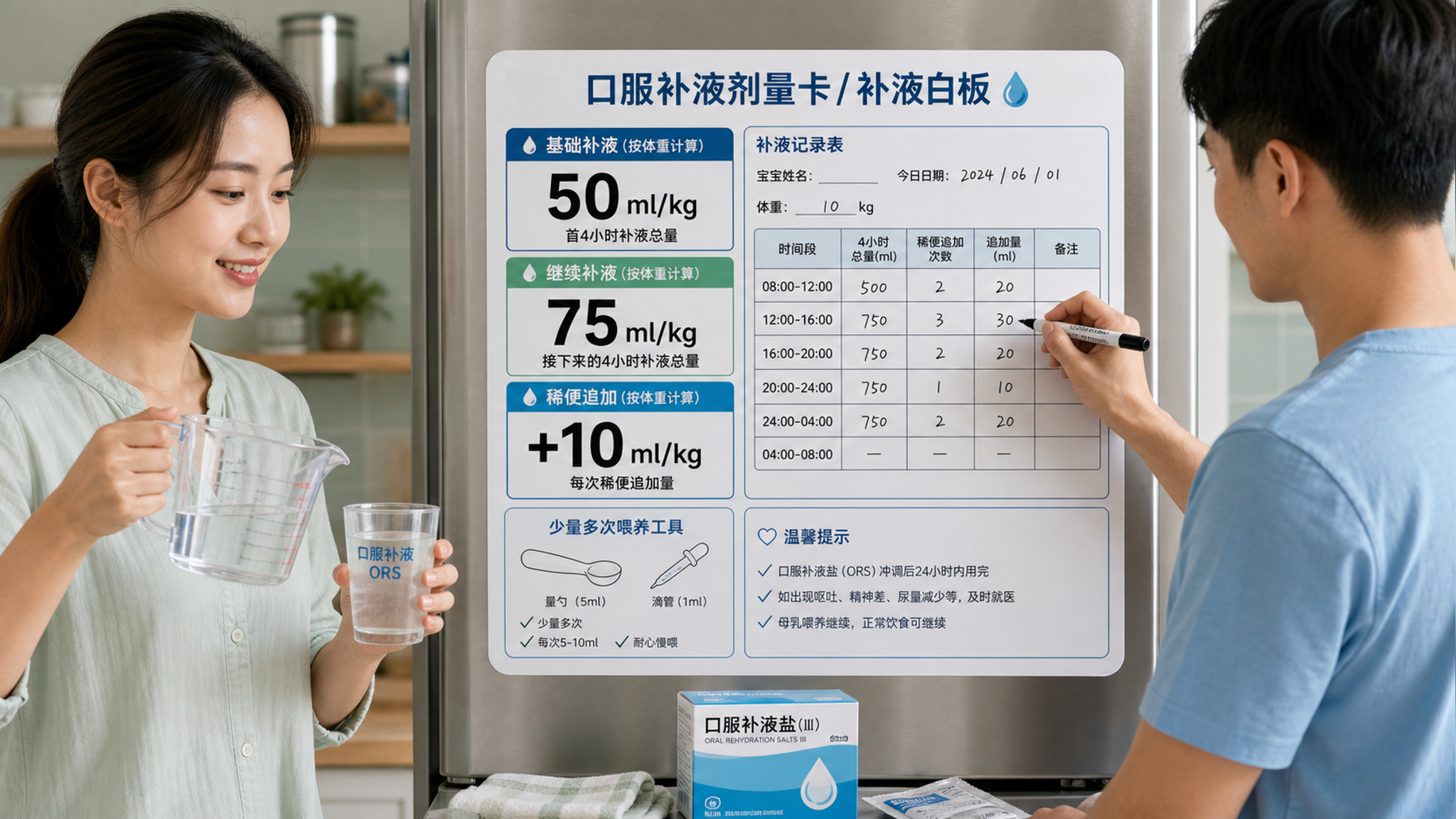 孩子拉肚子别急着输液：4小时口服补液剂量表