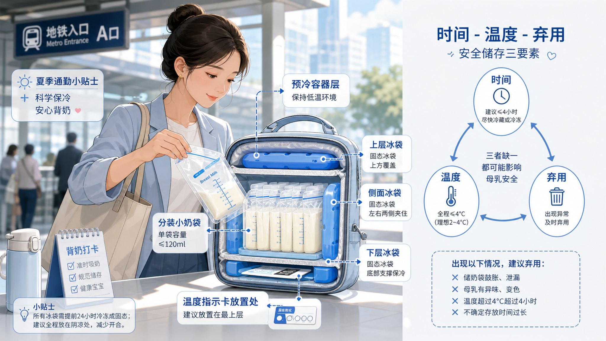 通勤35℃背奶怎么不坏：三层打包+弃用阈值