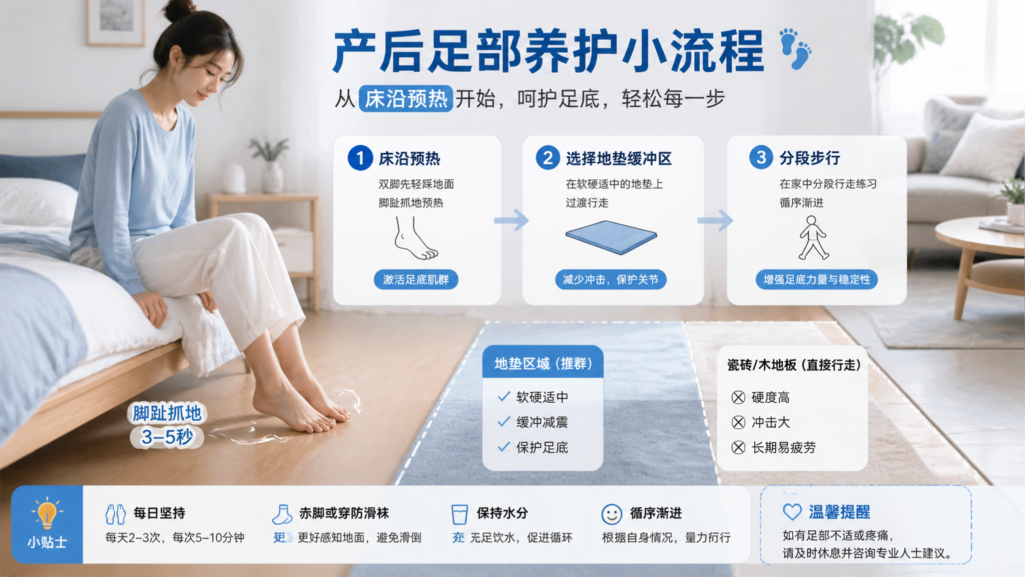 产后足跟针扎痛别怪受凉：先管住第一脚和站立剂量
