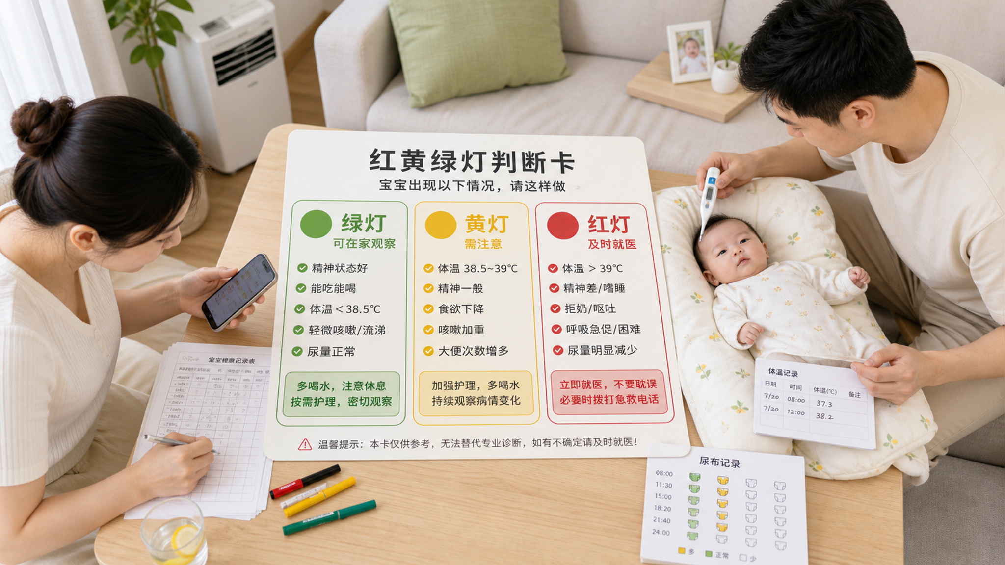 宝宝夏季腹泻先别换奶粉：红黄绿灯判断+家庭记录表