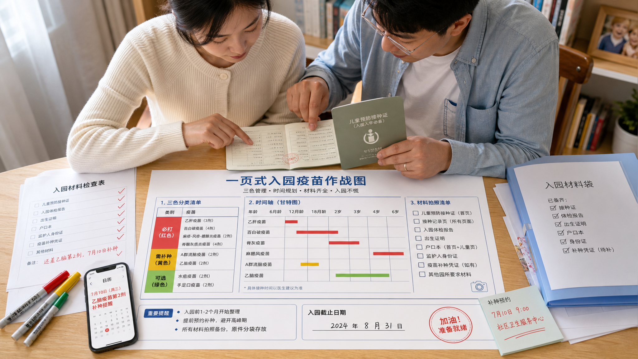 入园前疫苗本别硬扛：三色核对+补种日历一遍搞定