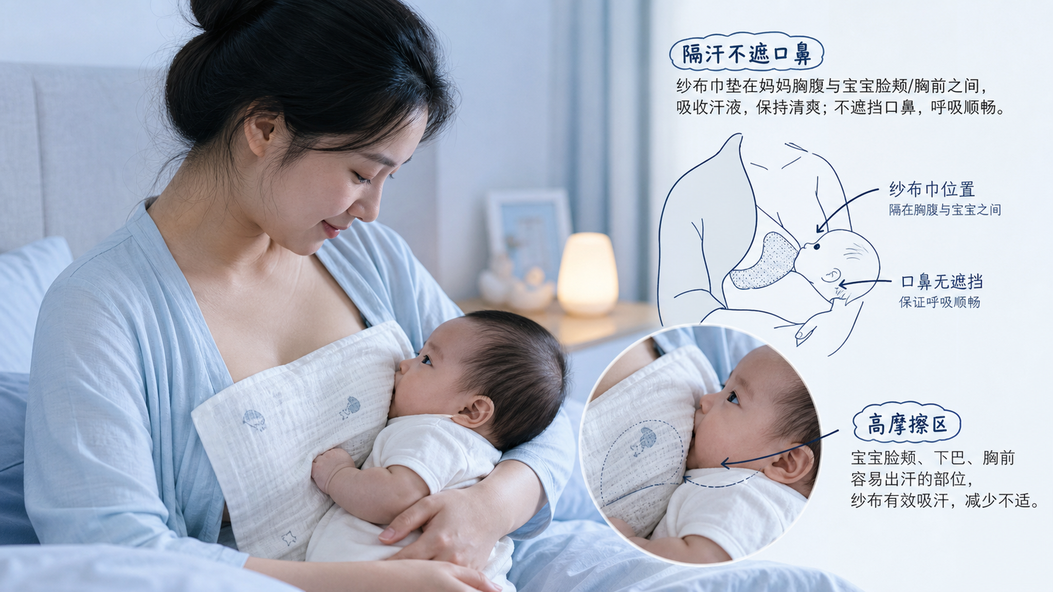 夏天喂奶总热到崩溃？用纱布巾把“汗和摩擦”隔开
