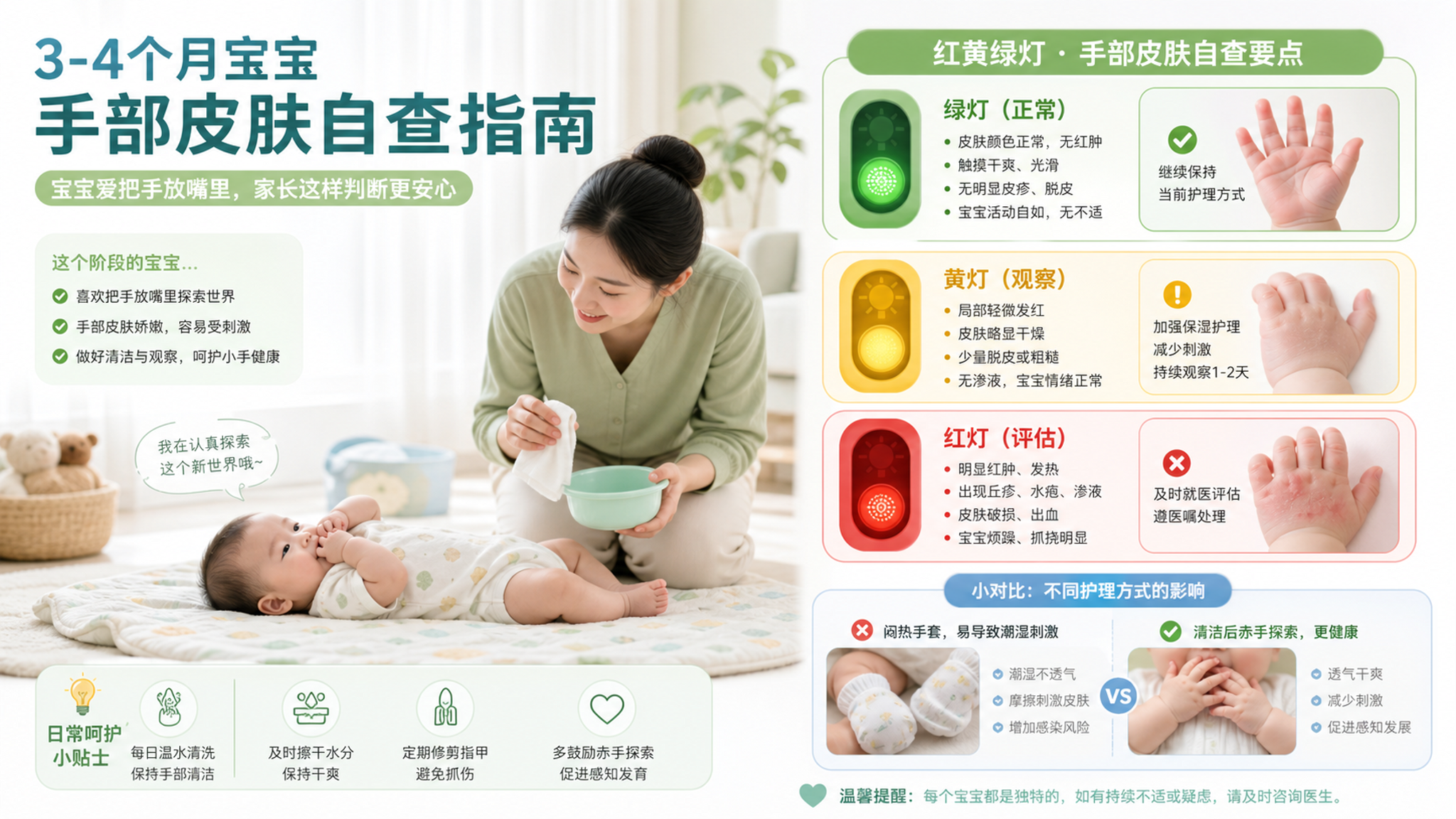 3-6个月宝宝爱吃手别急着拦：红黄绿灯自查在这