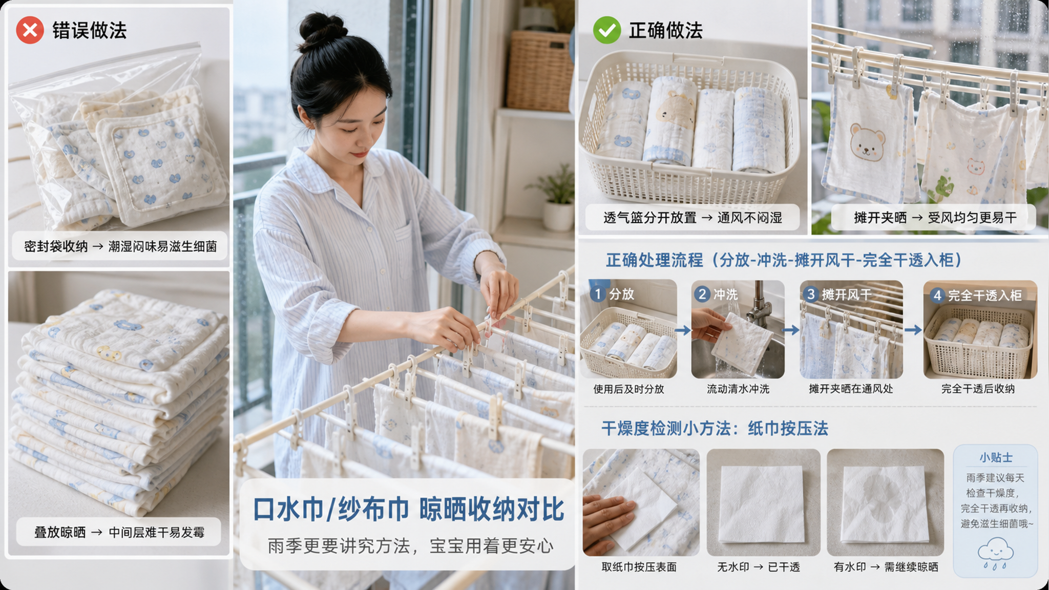 台风天口水巾总发酸？关键不是洗，是没干透