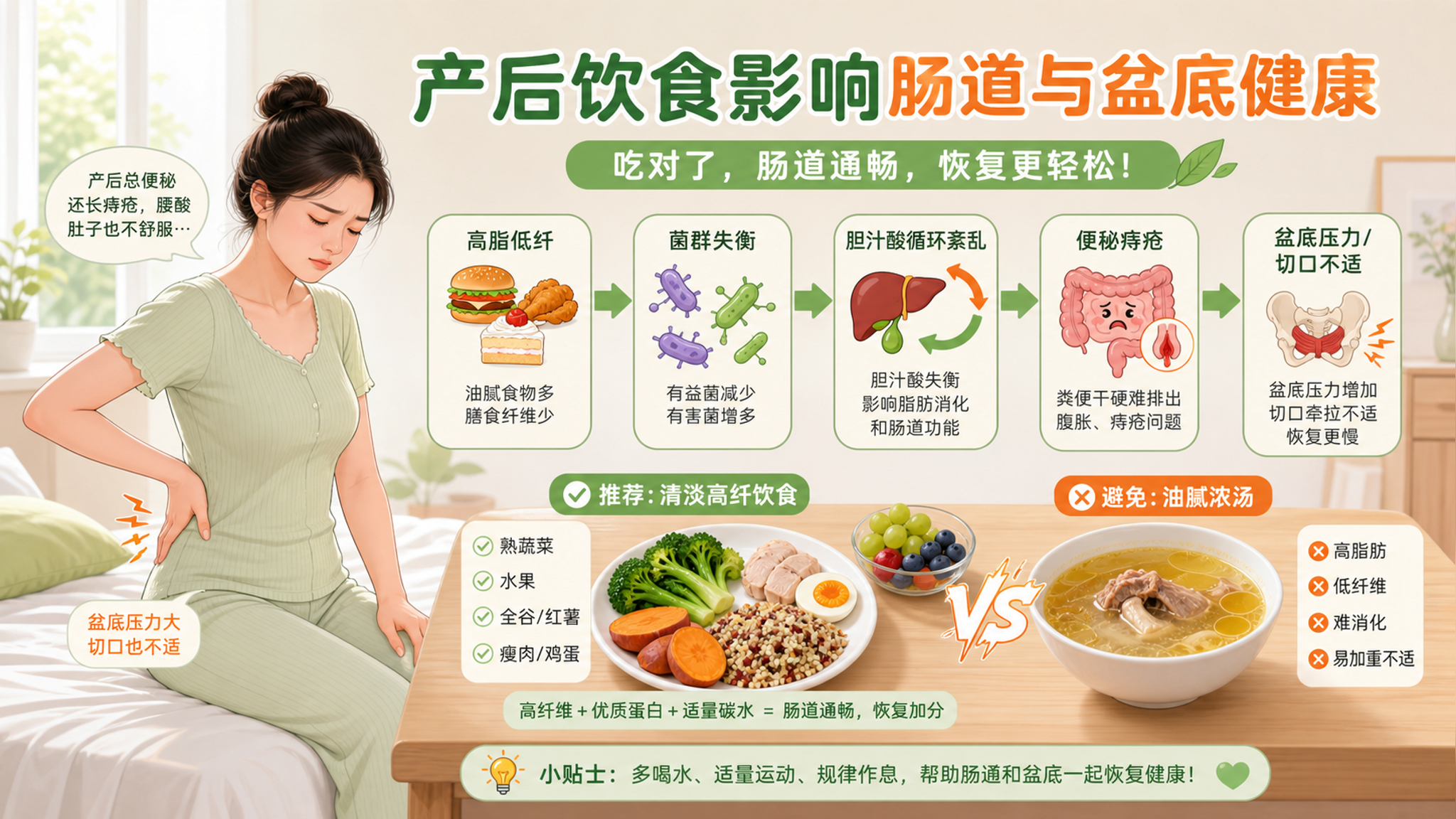 月子只补肉不吃菜？便秘痔疮会拖累恢复