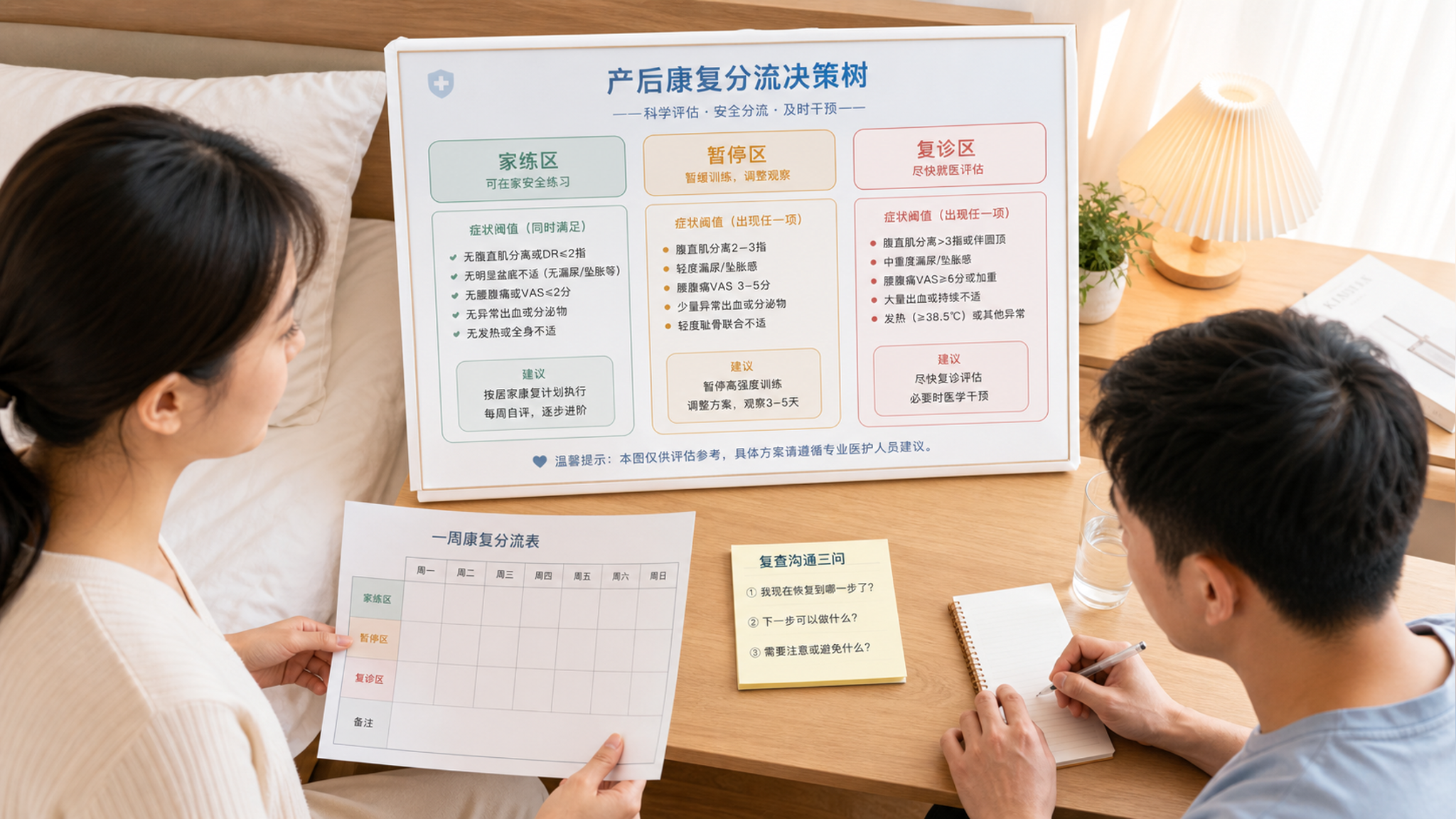42天复查后怎么练？用3个症状分流：家练/暂停/复诊