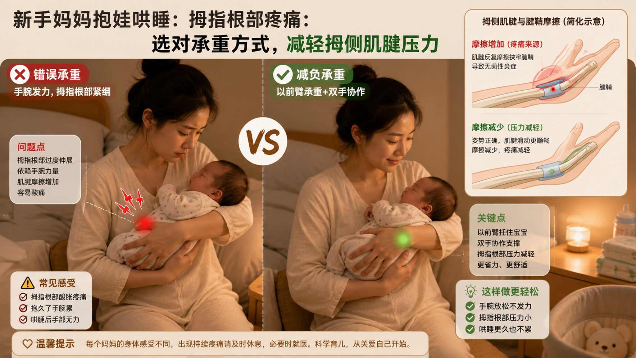 产后拇指根刺痛别硬扛：多半不是受凉，是抱娃过载