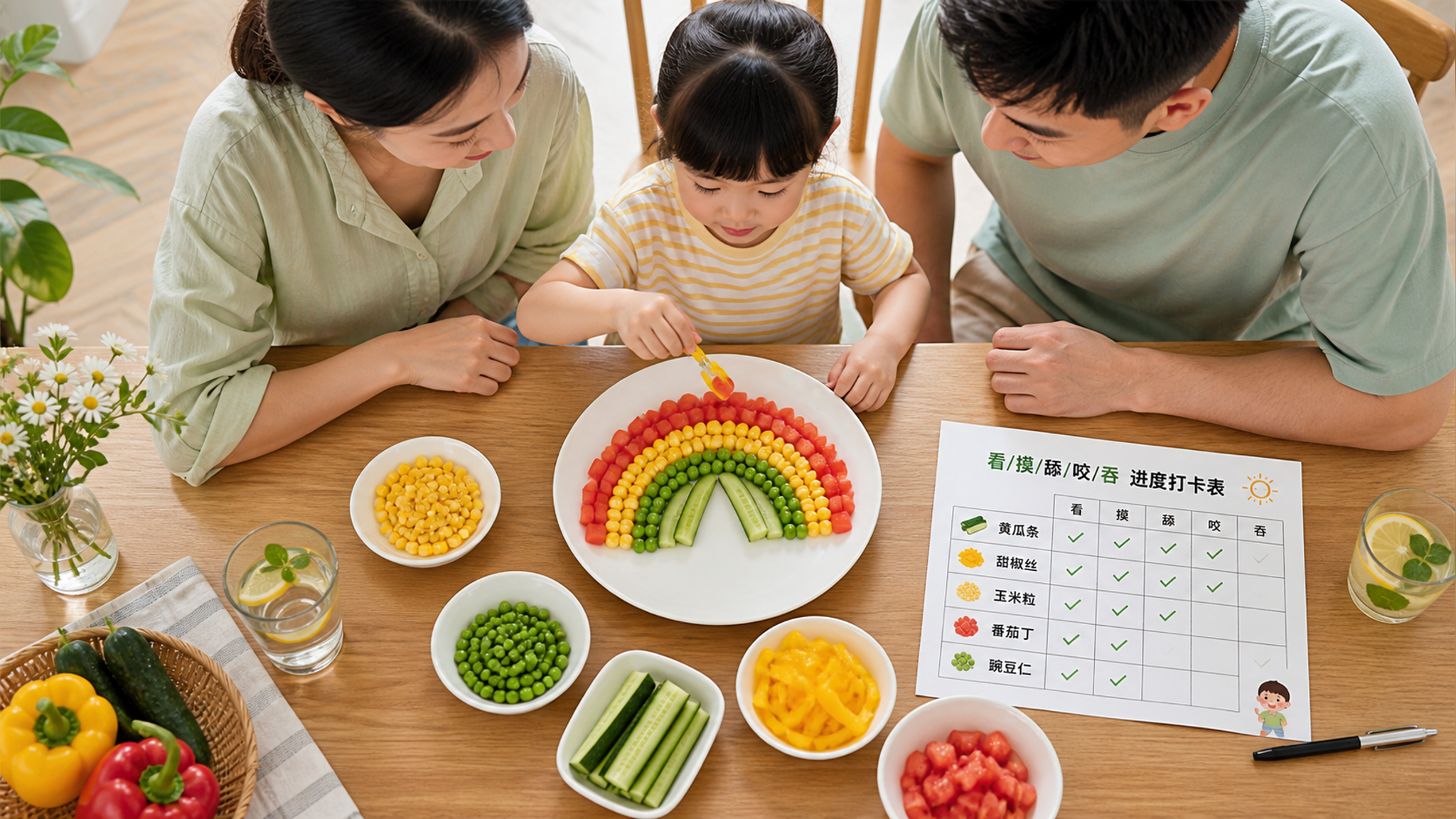 孩子不吃蔬菜别硬塞：用彩虹盘把“推碗”变“愿意尝”
