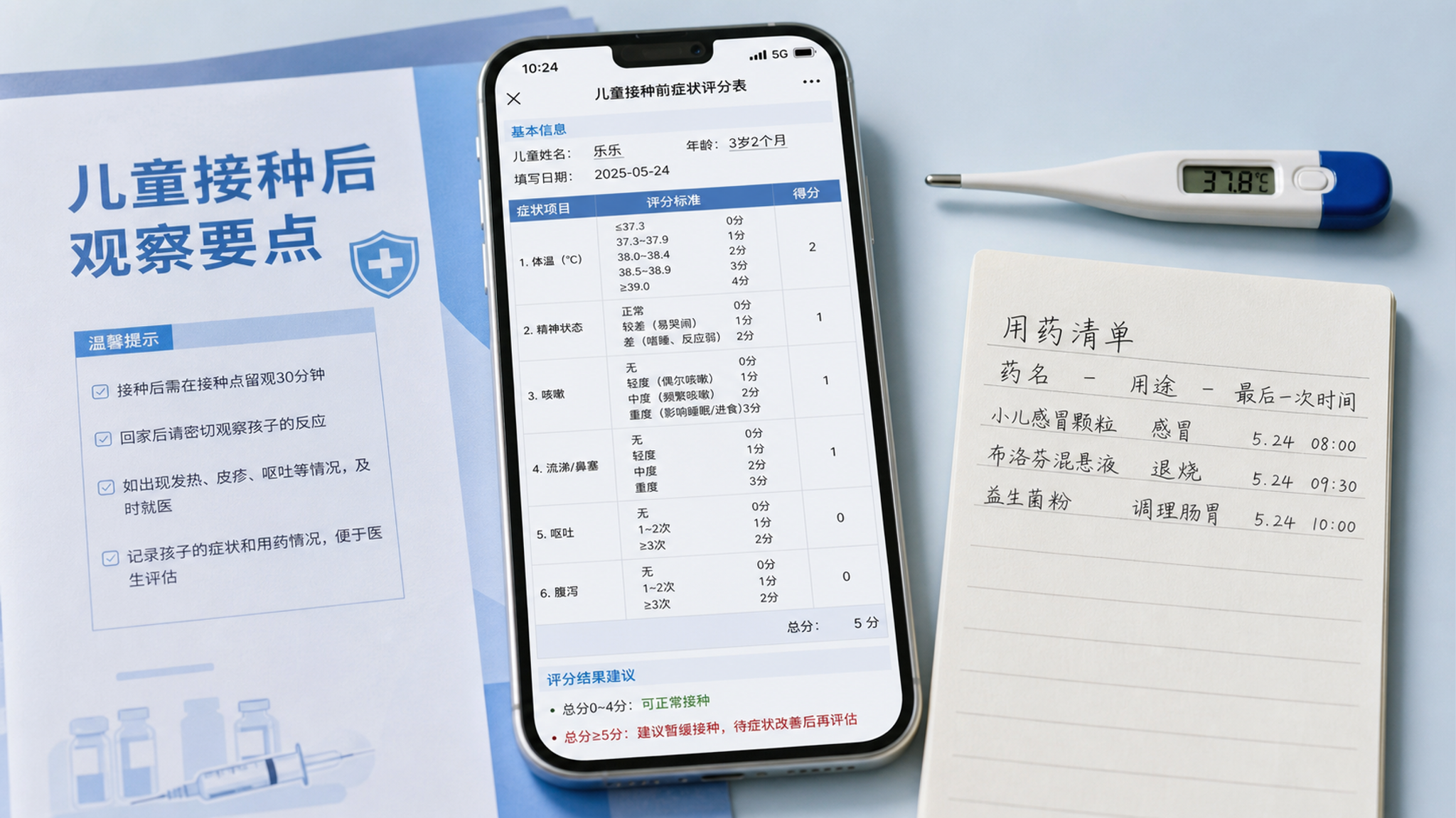 孩子还流鼻涕能不能打疫苗？别问停药几天，按这张评分表现场判断