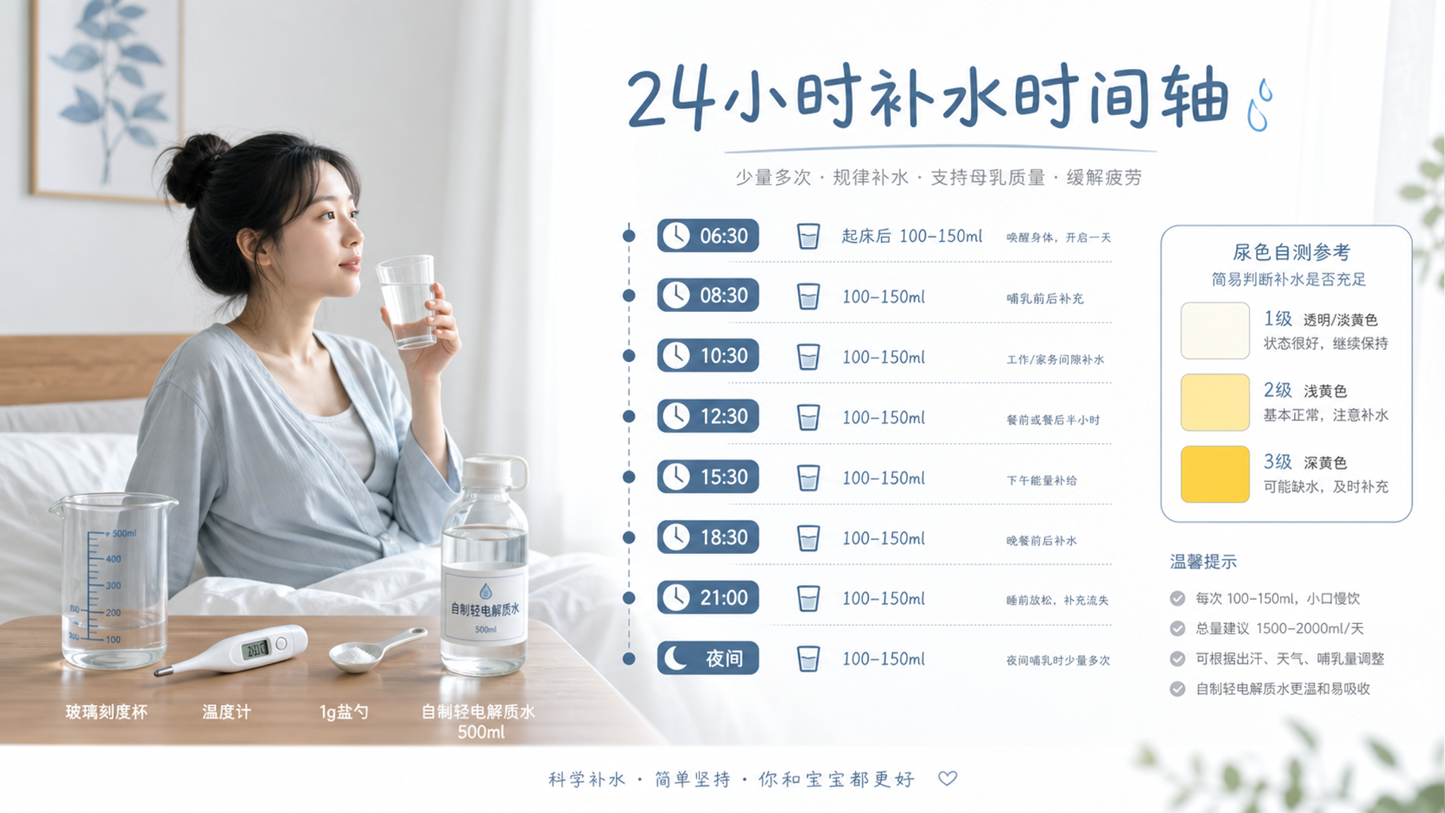 哺乳期别再猛灌水：24小时补水节律照着喝