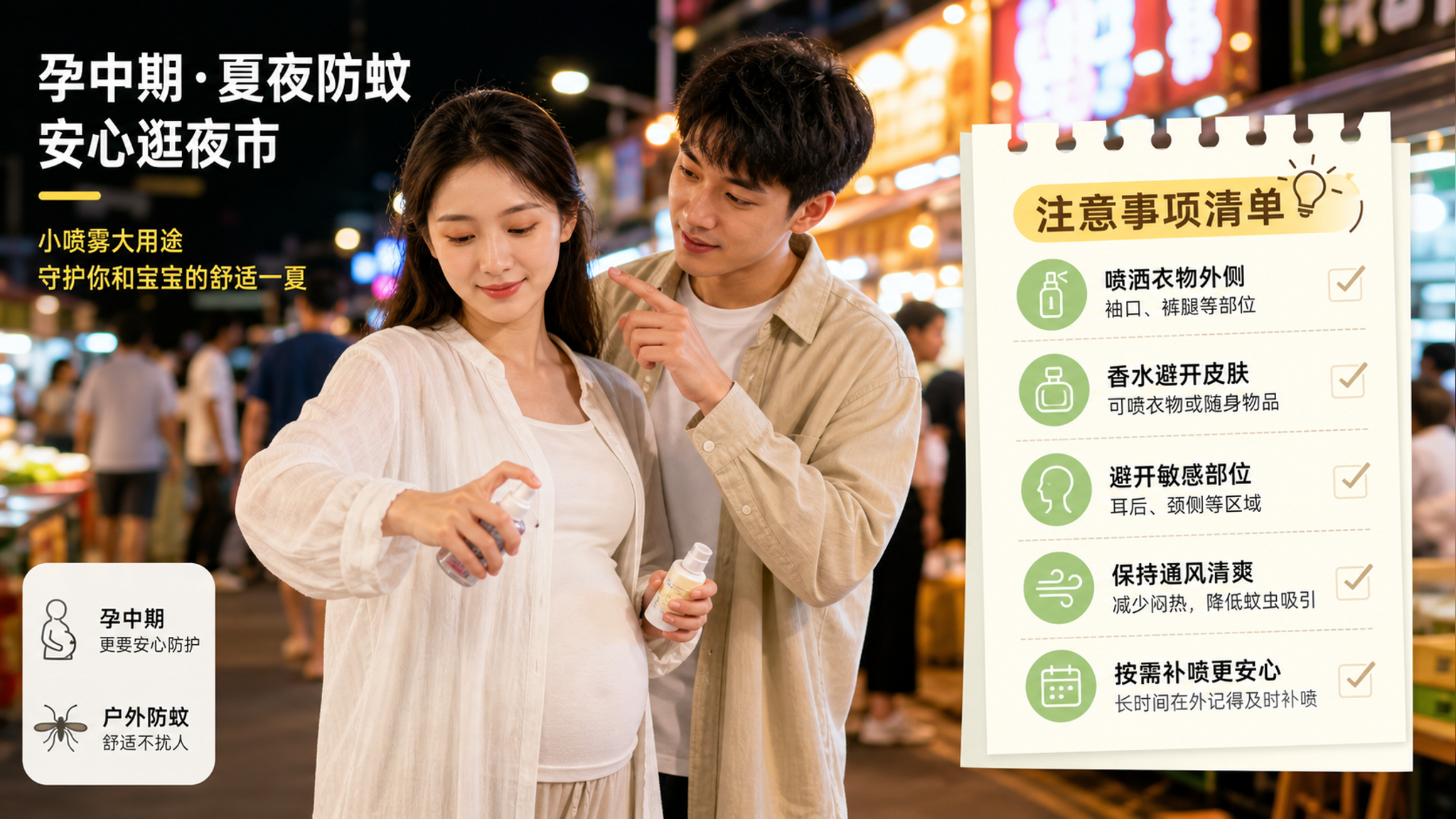 夏夜香水叠加驱蚊易翻车？孕妈夜出3步避红痒色印