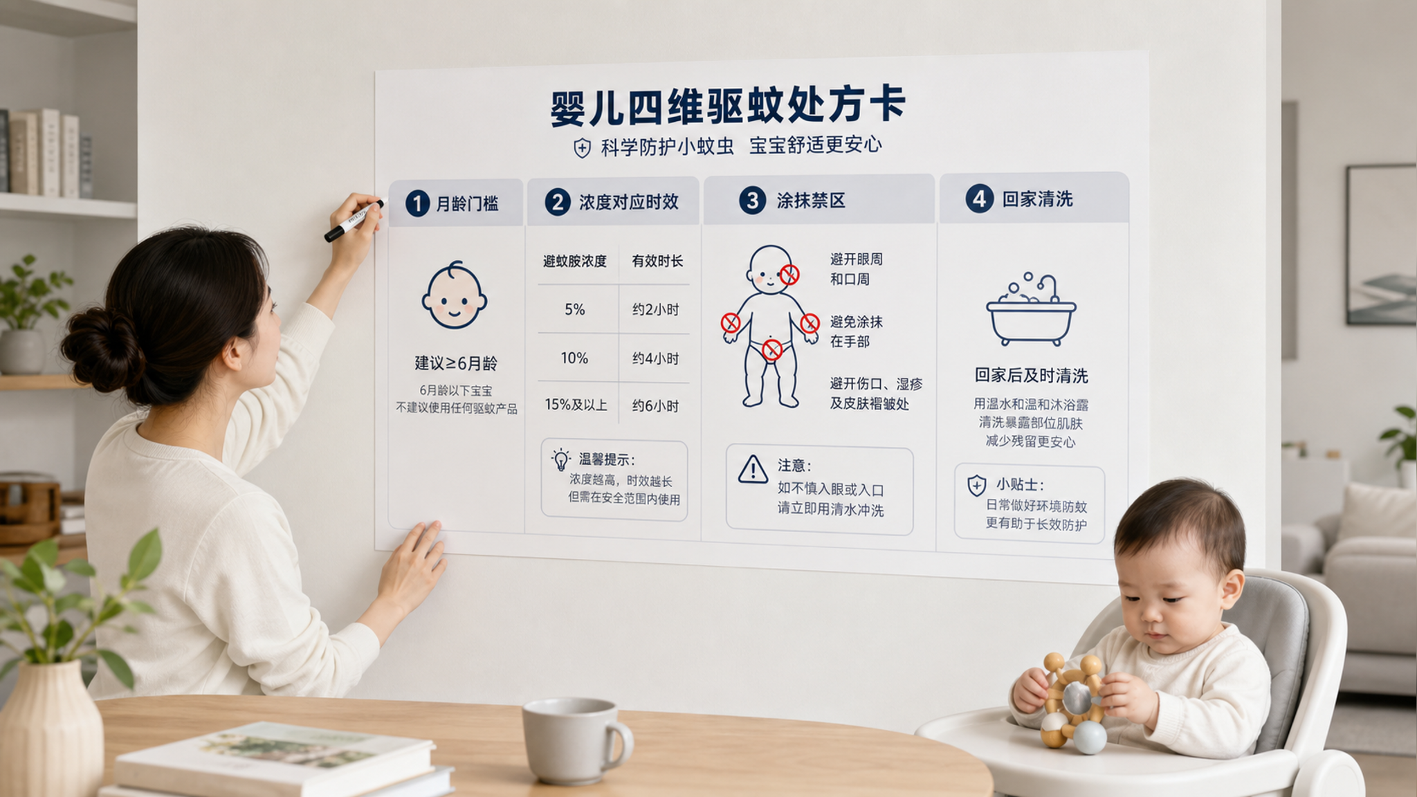 婴儿防蚊别买手环贴：月龄×浓度×部位×清洗