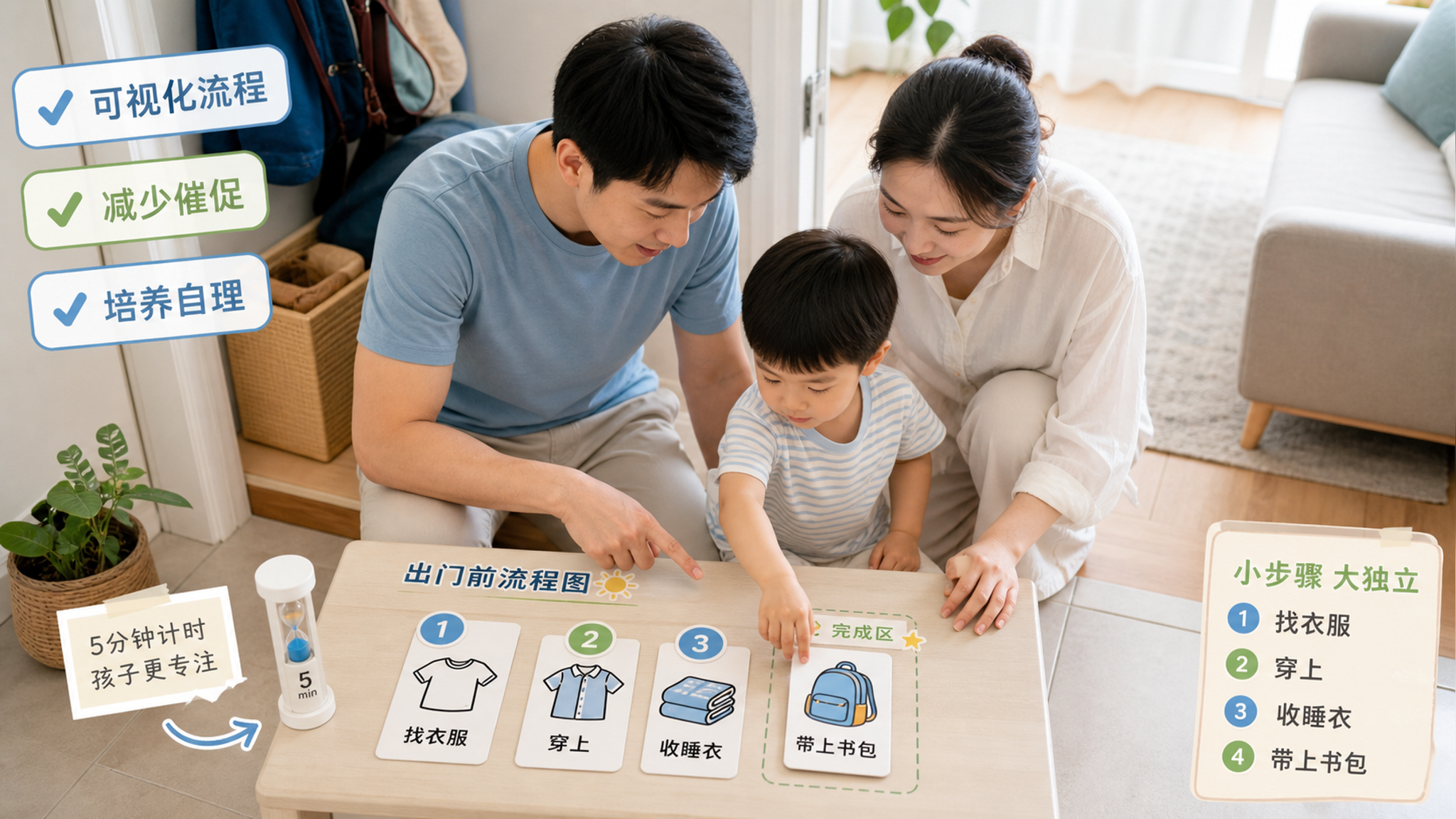 孩子磨蹭别再催：3个工具把“快点”变得看得见