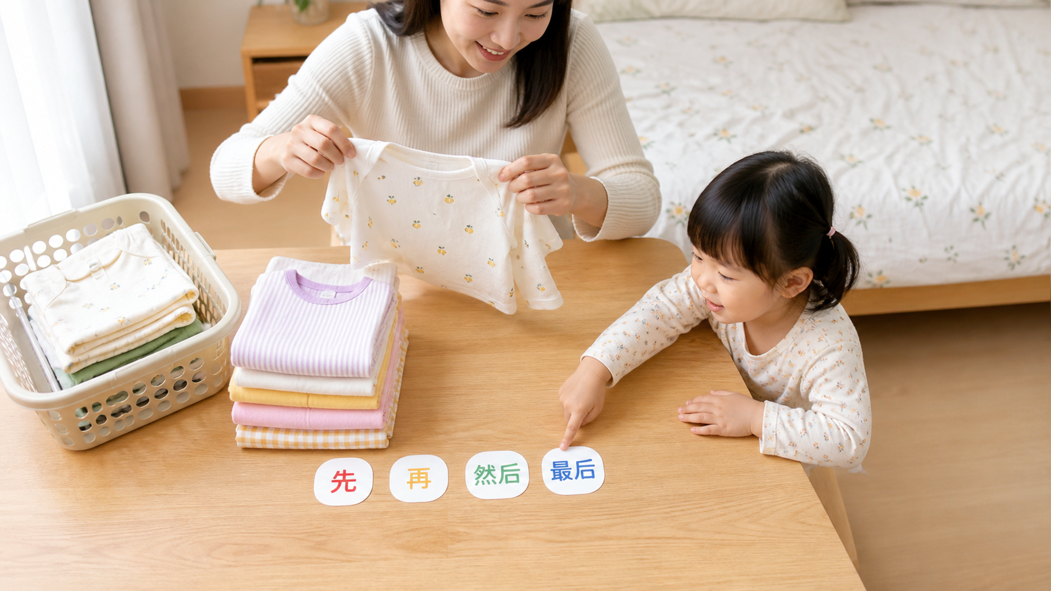 宝宝只会说“玩”？用收衣服练会先再最后