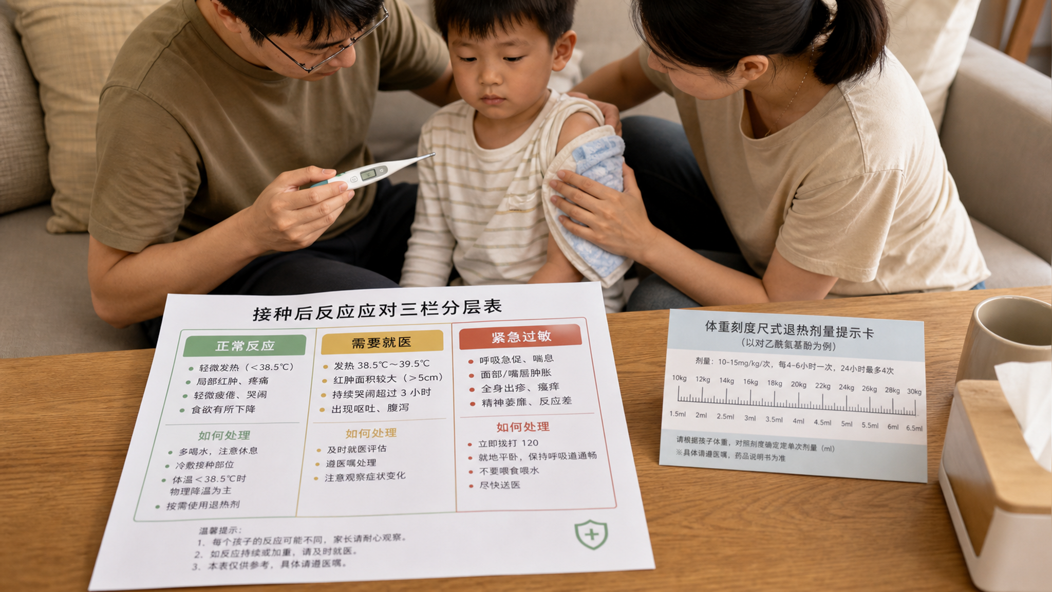 孩子打完疫苗发热红肿？先分3类再退热