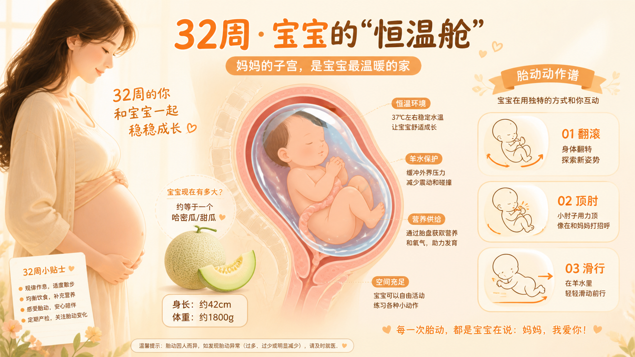 孕32周后胎动没那么猛了？多半是招式变了，不是宝宝变懒了