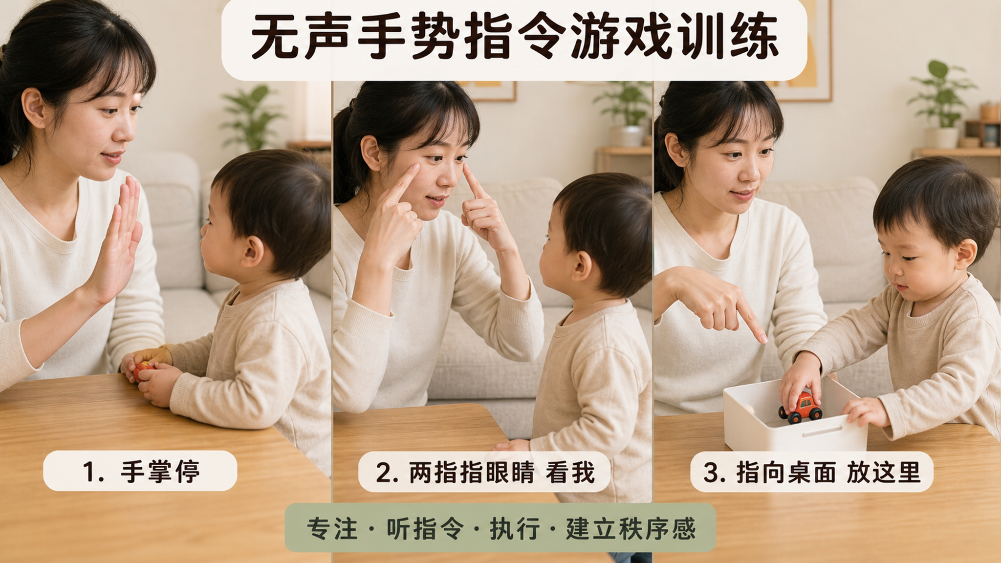 不用吼不计时：3个无声手势让娃停-看-放