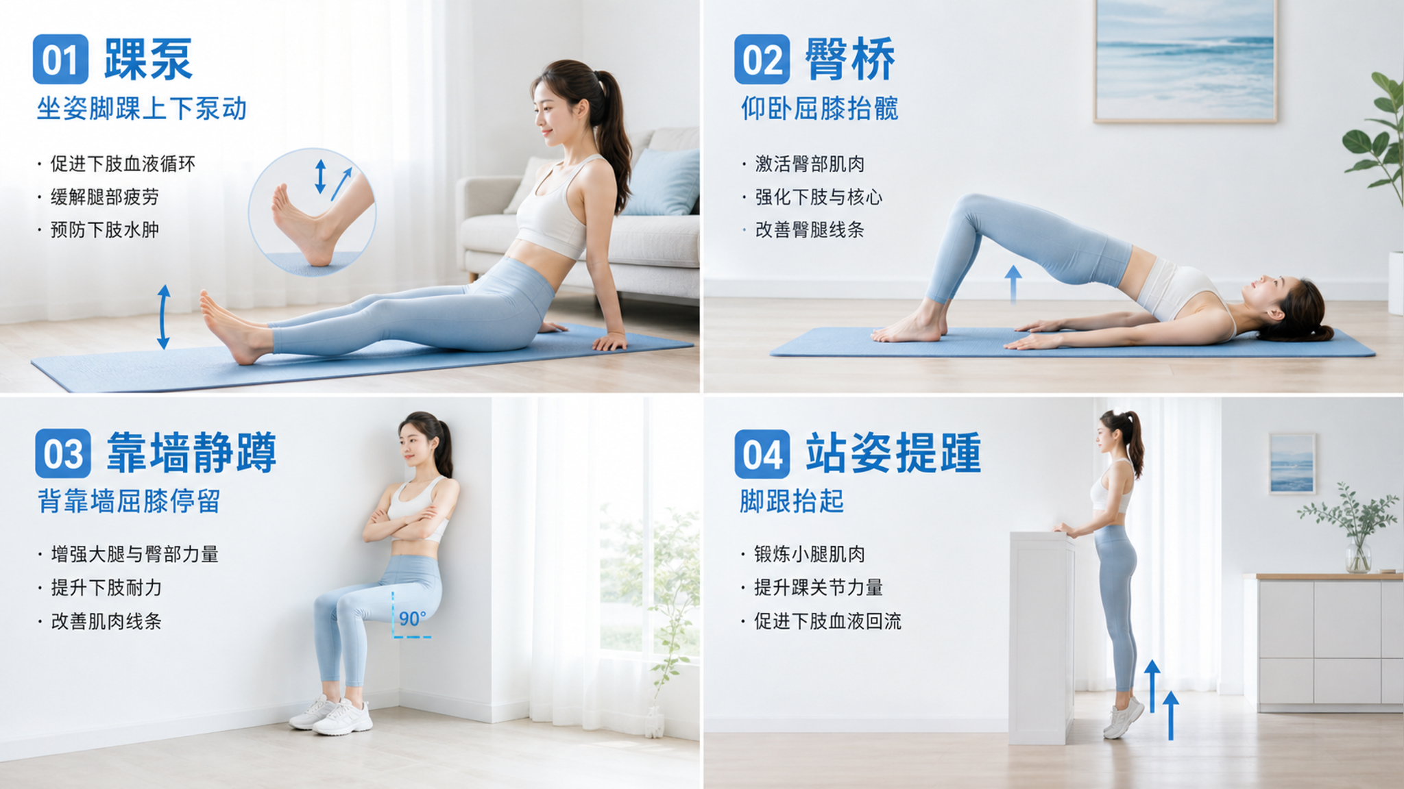 空调房久坐腿肿？15分钟下肢循环操