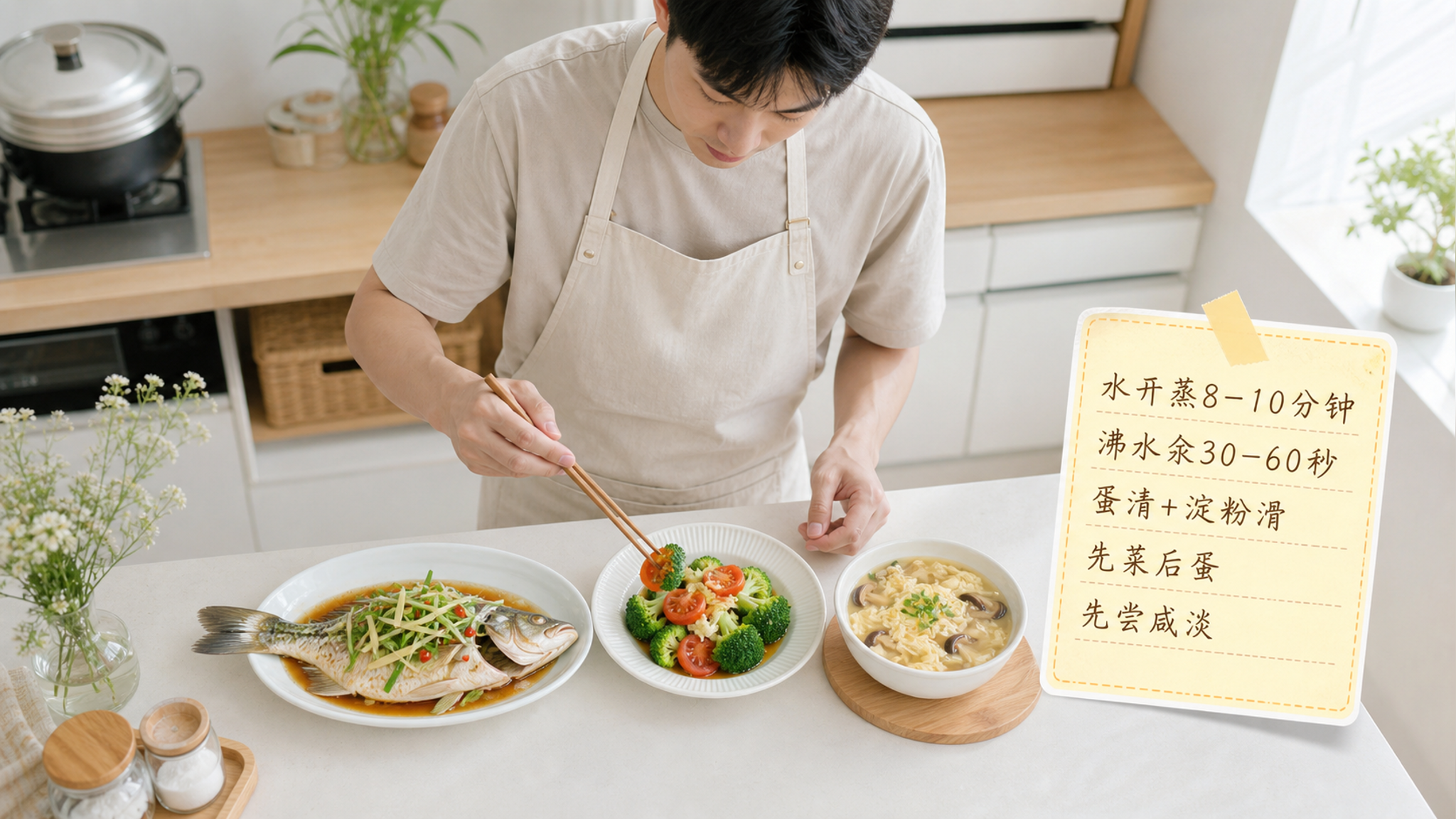 8月闷热月子餐怎么做：蒸汆滑+5句火候口令